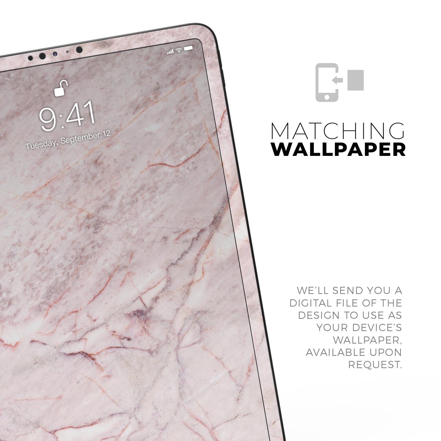 Pink Slate Marble Surface V7 skin decal for Apple iPad, showcasing a stylish marble design with premium finish.