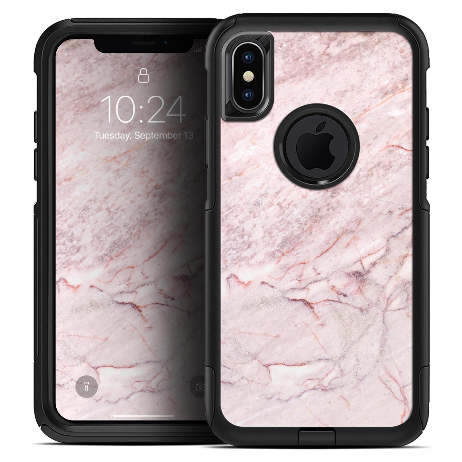 Pink Slate Marble Surface V7 Skin Kit for iPhone OtterBox Cases, showcasing a stylish marble design with a smooth finish.