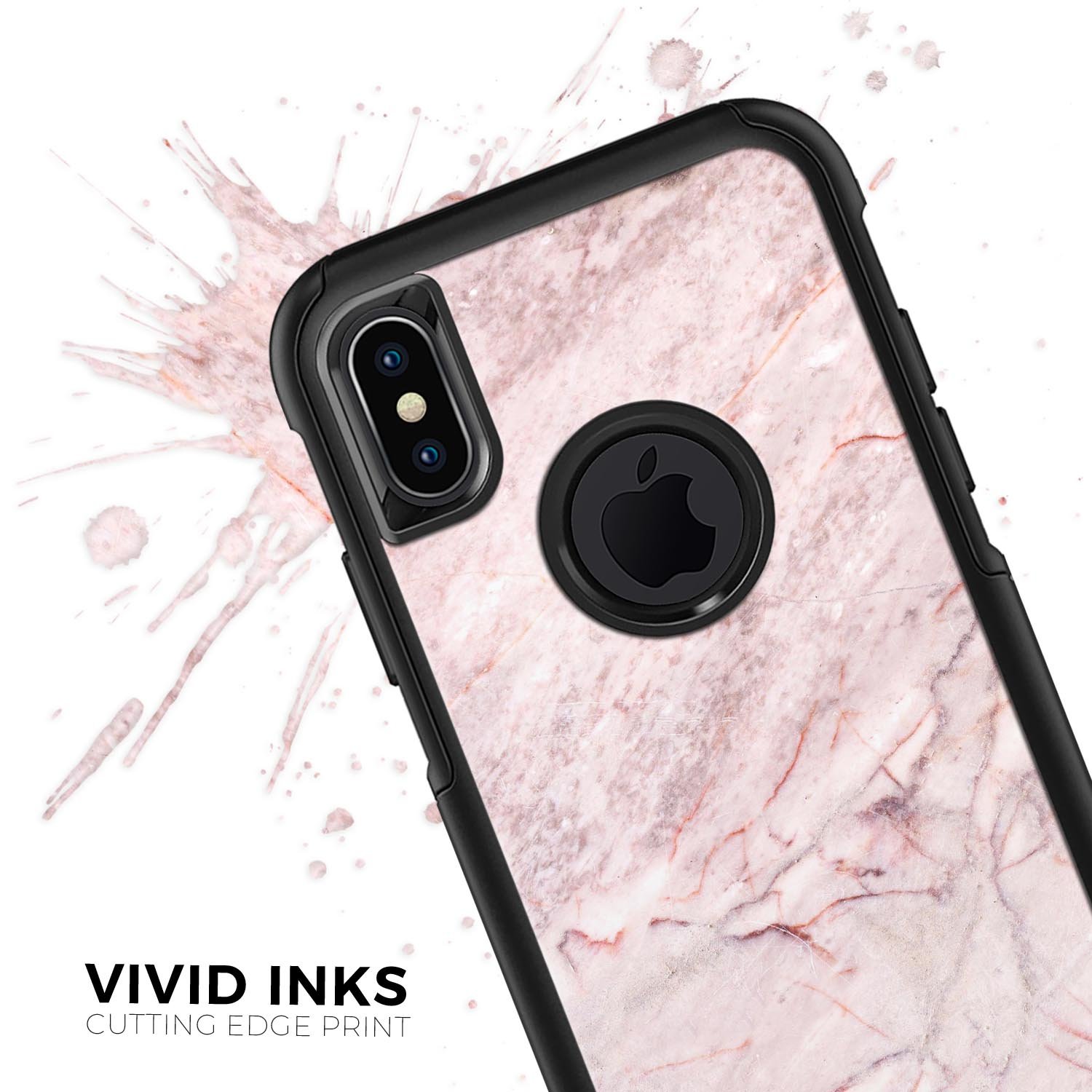 Pink Slate Marble Surface V7 Skin Kit for iPhone OtterBox Cases, showcasing a stylish marble design with a smooth finish.