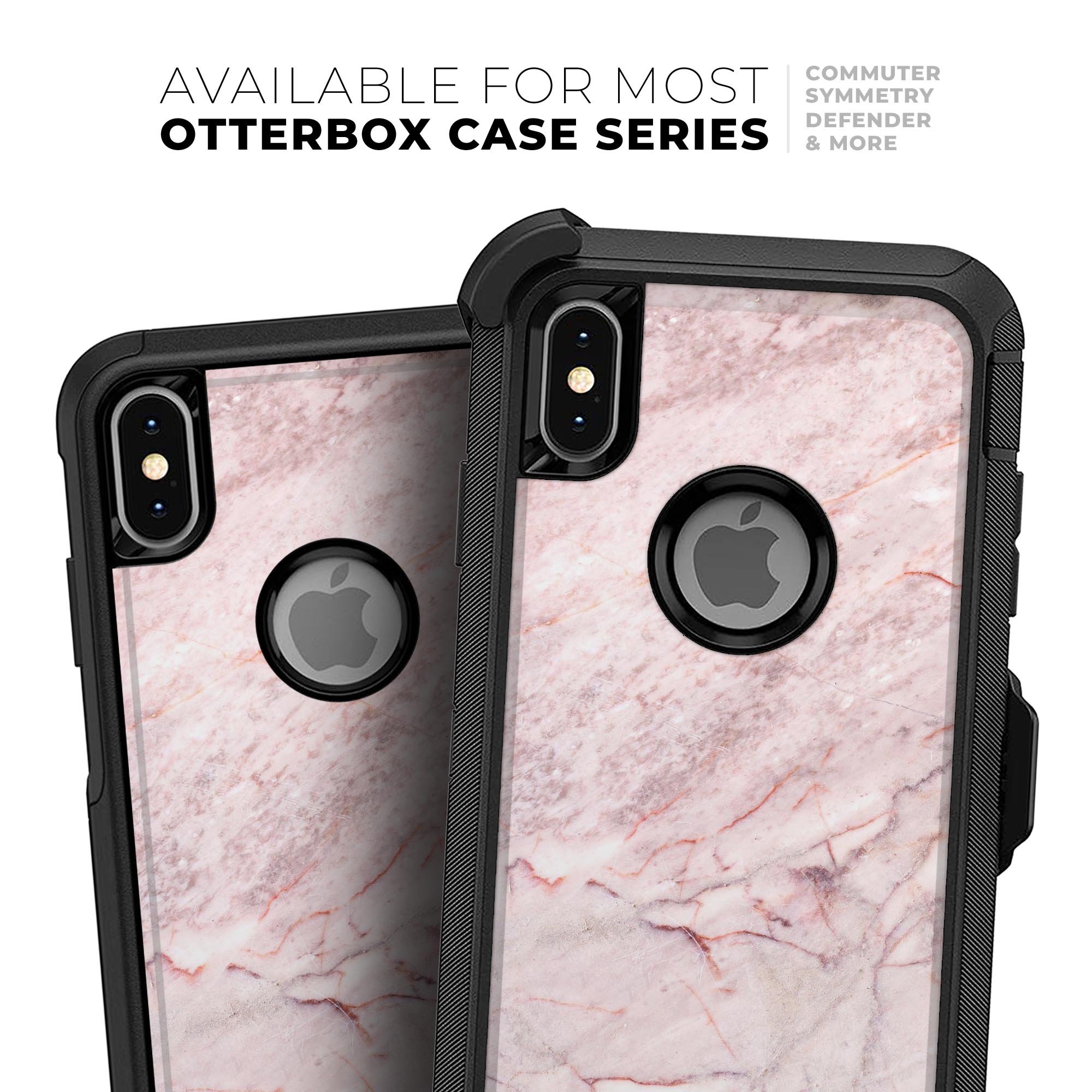 Pink Slate Marble Surface V7 Skin Kit for iPhone OtterBox Cases, showcasing a stylish marble design with a smooth finish.