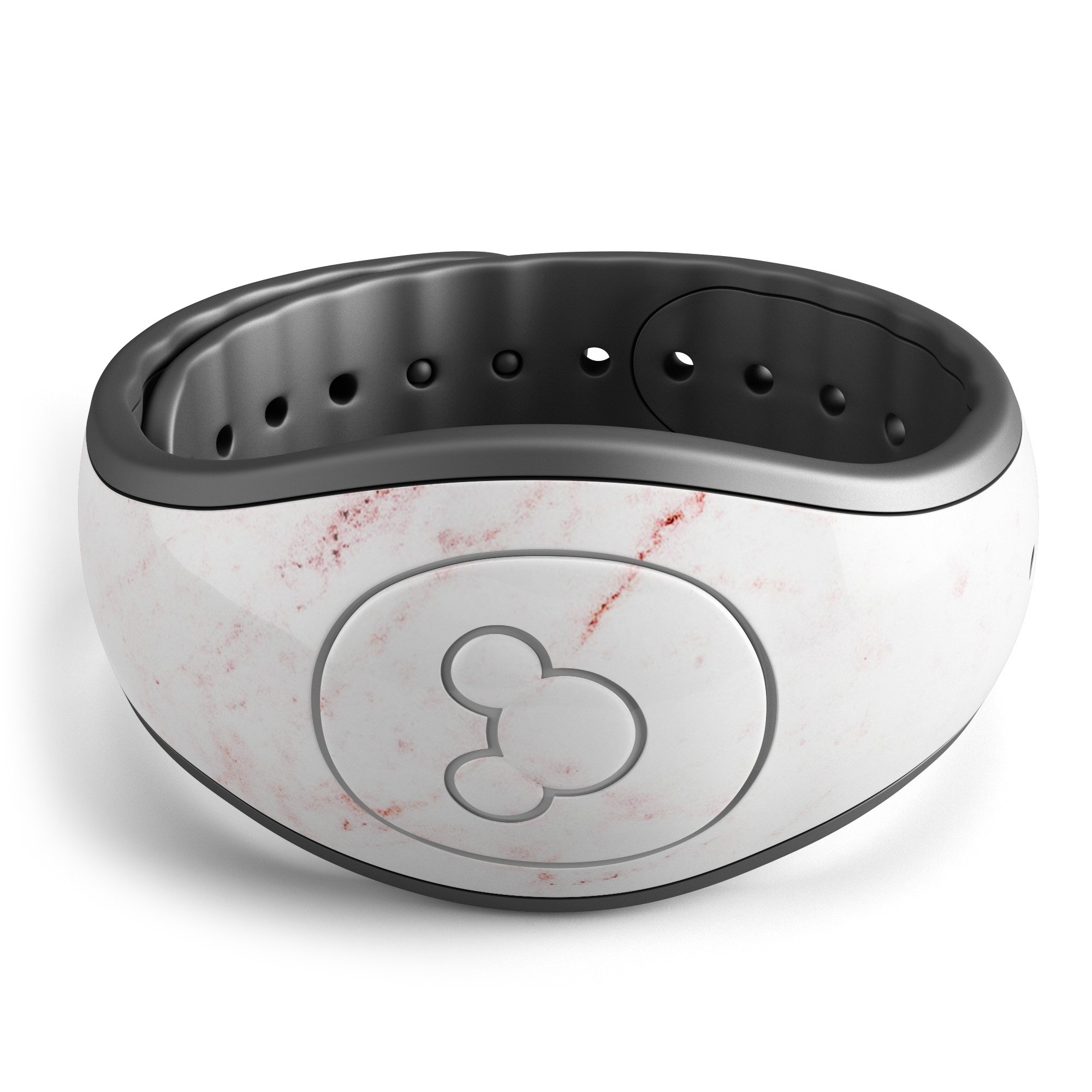 Pink Splattered Marble Decal Skin Wrap Kit for Disney Magic Band, showcasing vibrant colors and a stylish design.