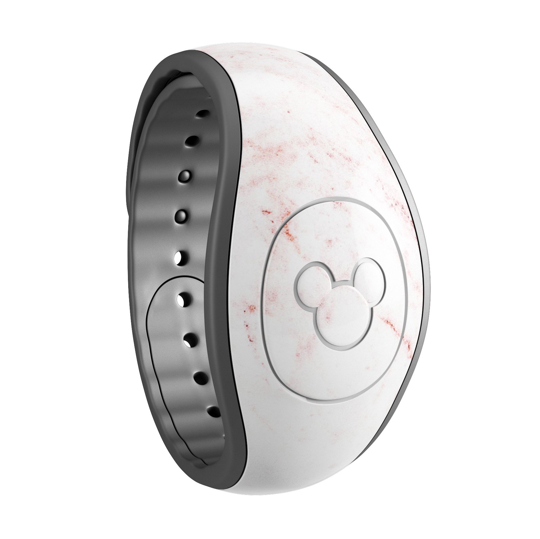 Pink Splattered Marble Decal Skin Wrap Kit for Disney Magic Band, showcasing vibrant colors and a stylish design.