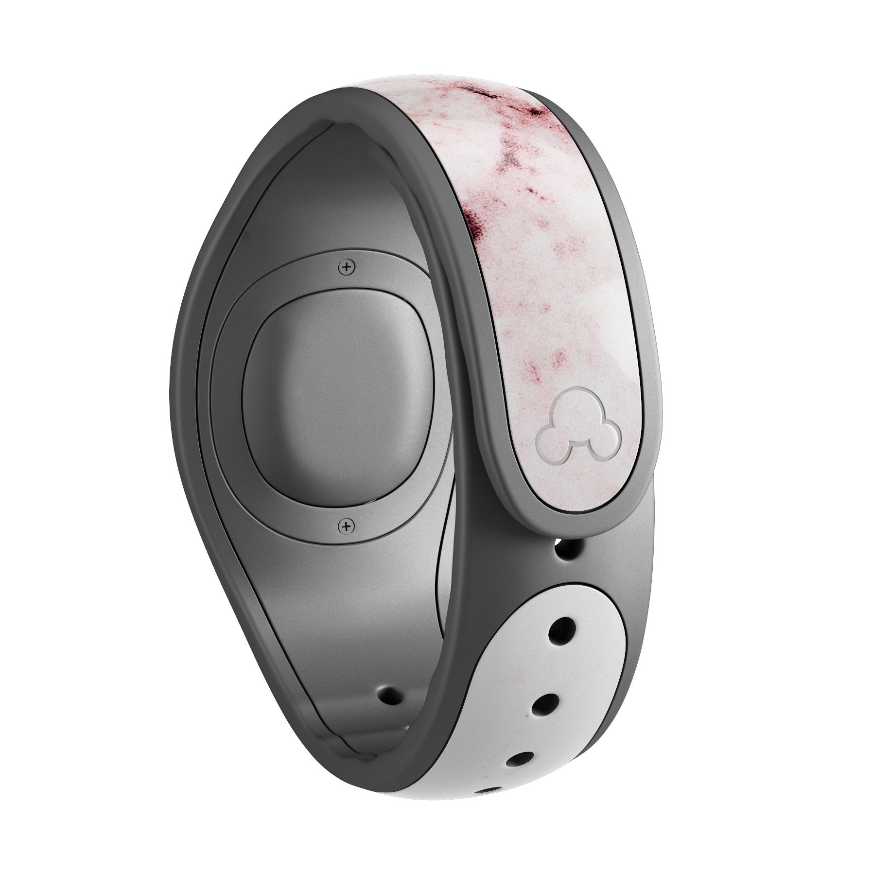 Pink Splattered Marble Decal Skin Wrap Kit for Disney Magic Band, showcasing vibrant colors and a stylish design.