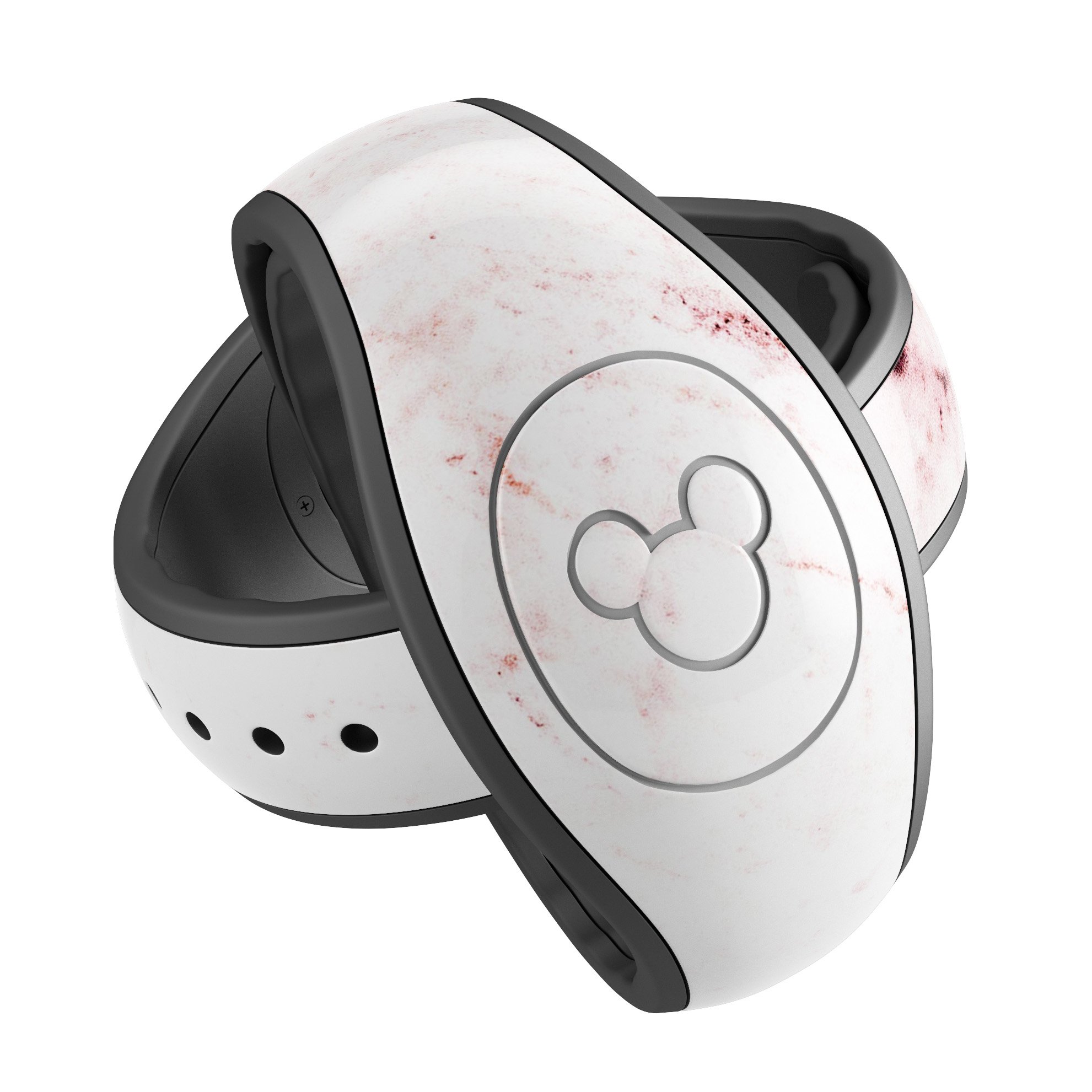 Pink Splattered Marble Decal Skin Wrap Kit for Disney Magic Band, showcasing vibrant colors and a stylish design.