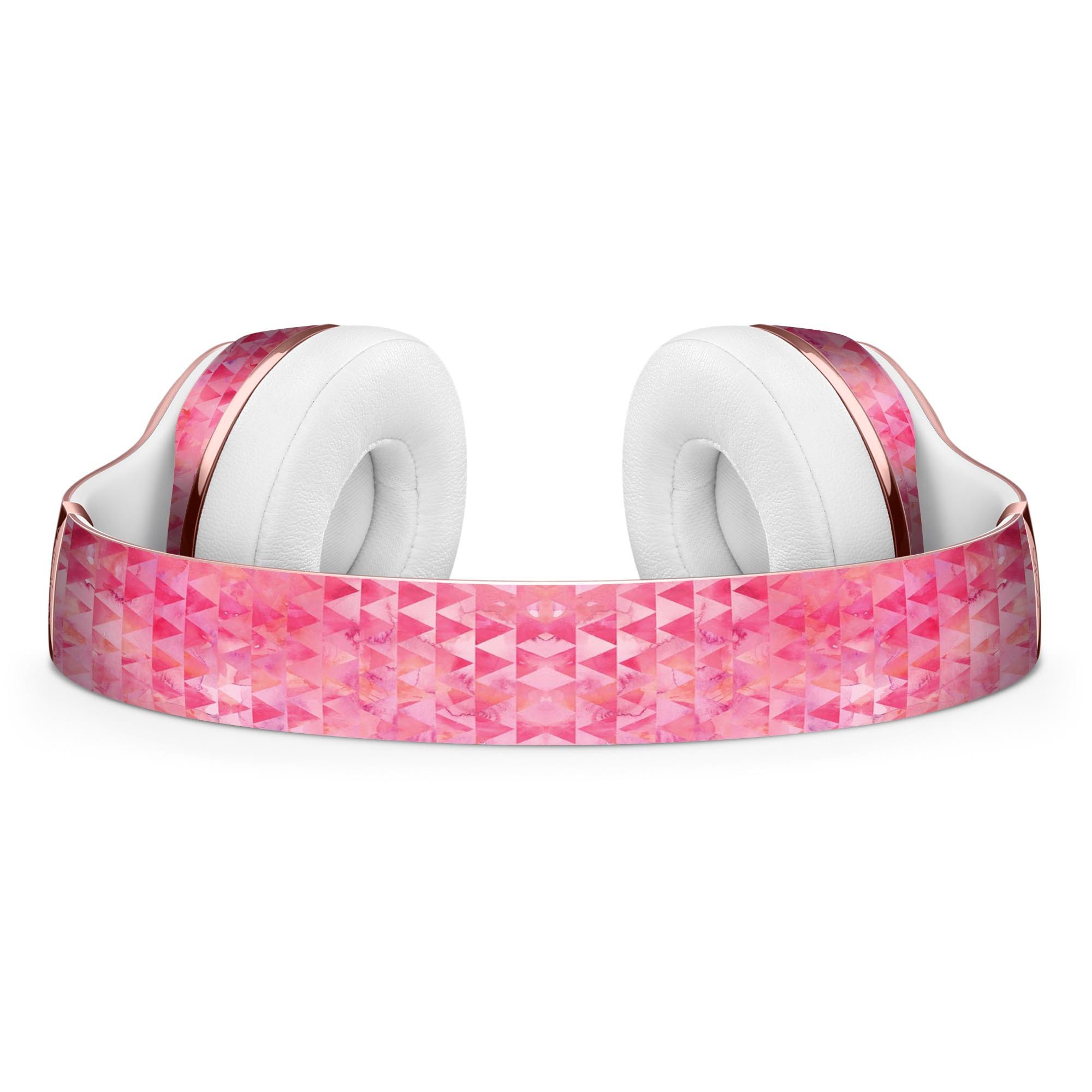 Pink Textured Triangle Pattern Skin Kit for Beats by Dre Solo 3 Wireless Headphones, showcasing vibrant colors and unique design.