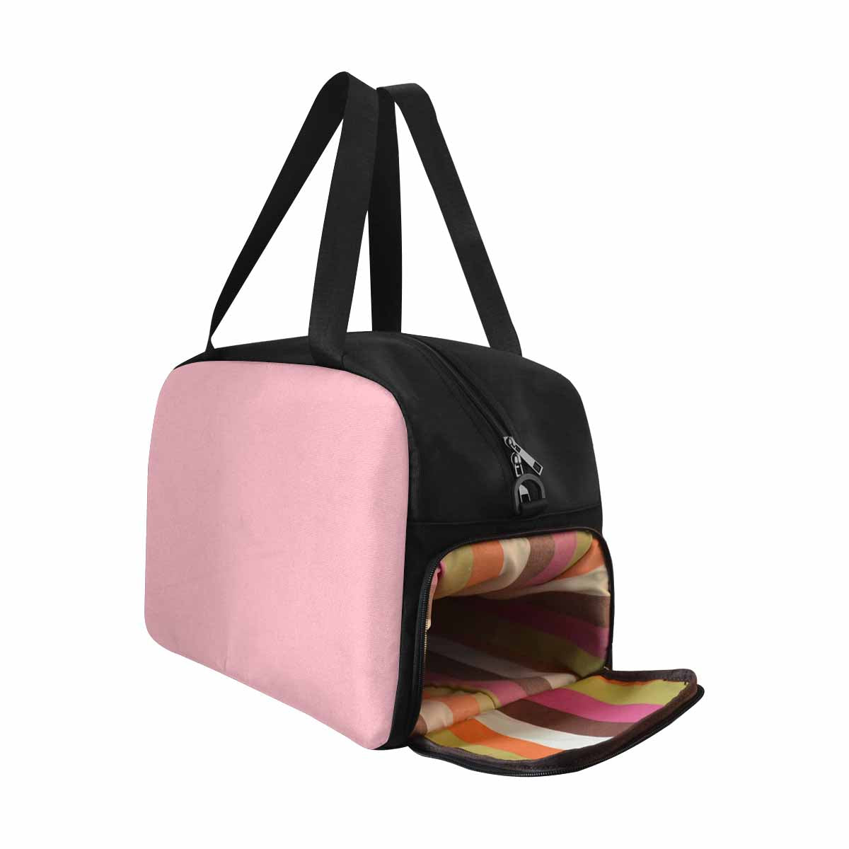 Stylish pink tote and crossbody travel bag made from durable nylon, featuring spacious compartments and adjustable strap.