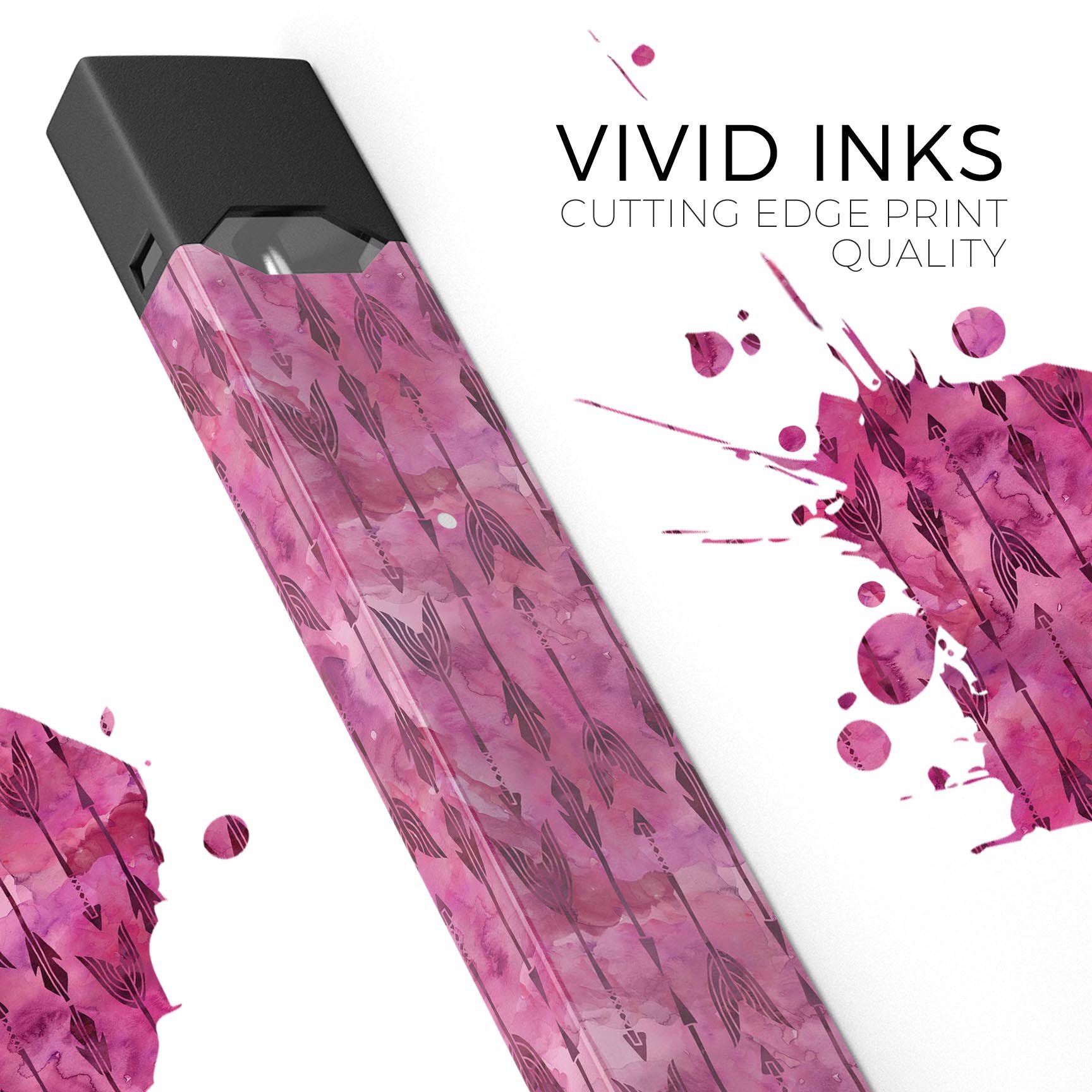 Pink Tribal Arrow Pattern skin-wrap sticker designed for JUUL vaping device, showcasing vibrant tribal design and premium quality.