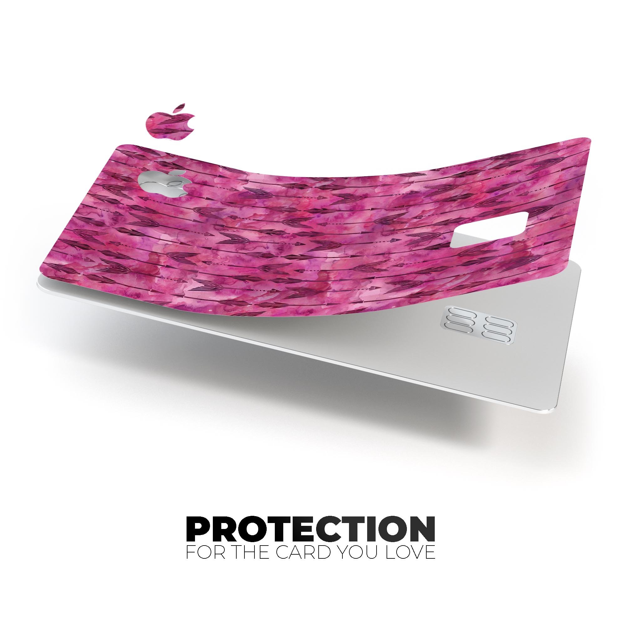 Pink Tribal Arrow Pattern decal skin for Apple Card, showcasing vibrant tribal design and premium vinyl material.