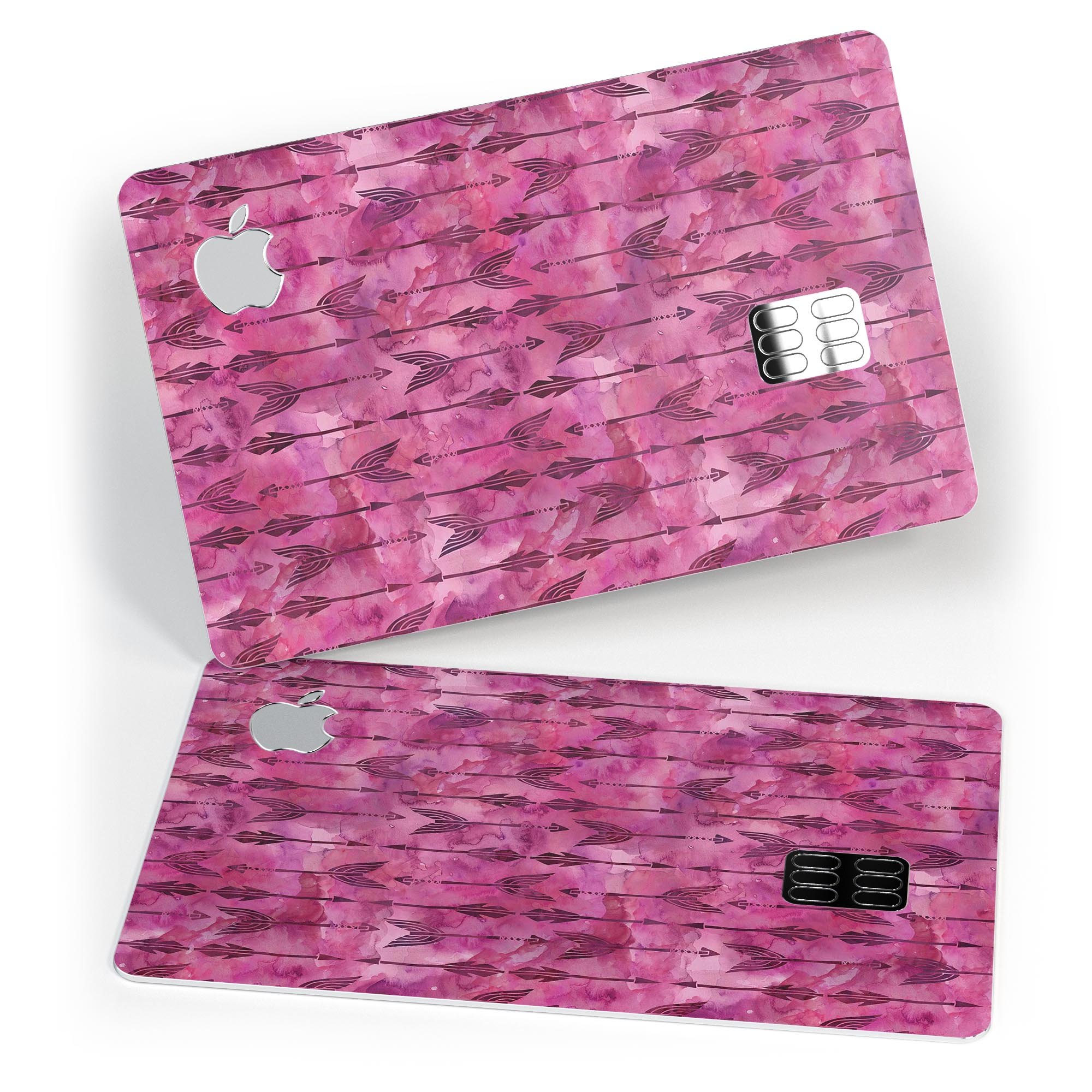 Pink Tribal Arrow Pattern decal skin for Apple Card, showcasing vibrant tribal design and premium vinyl material.