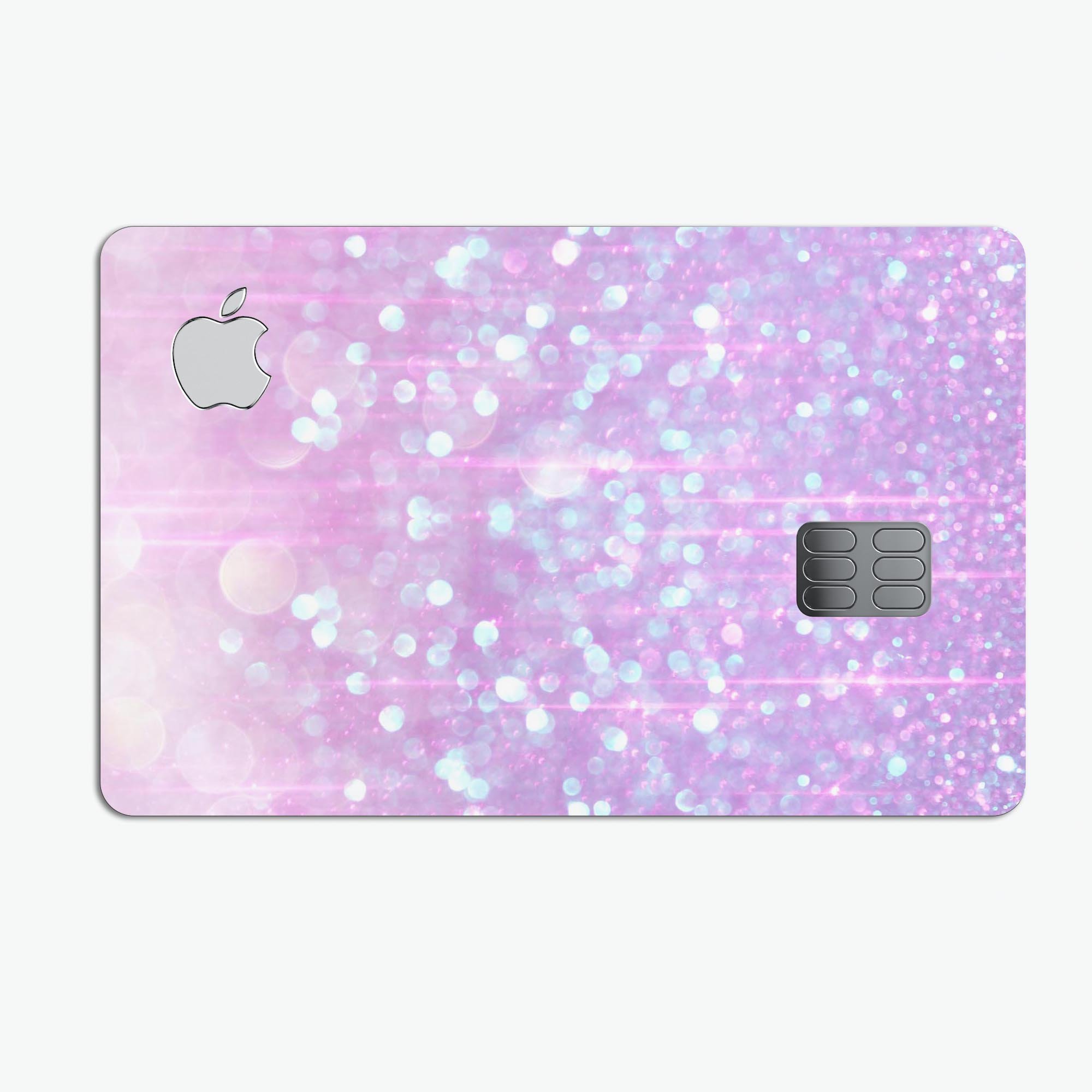 Pink Unfocused Orbs of Light decal skin for Apple Card, showcasing vibrant colors and a sleek design.