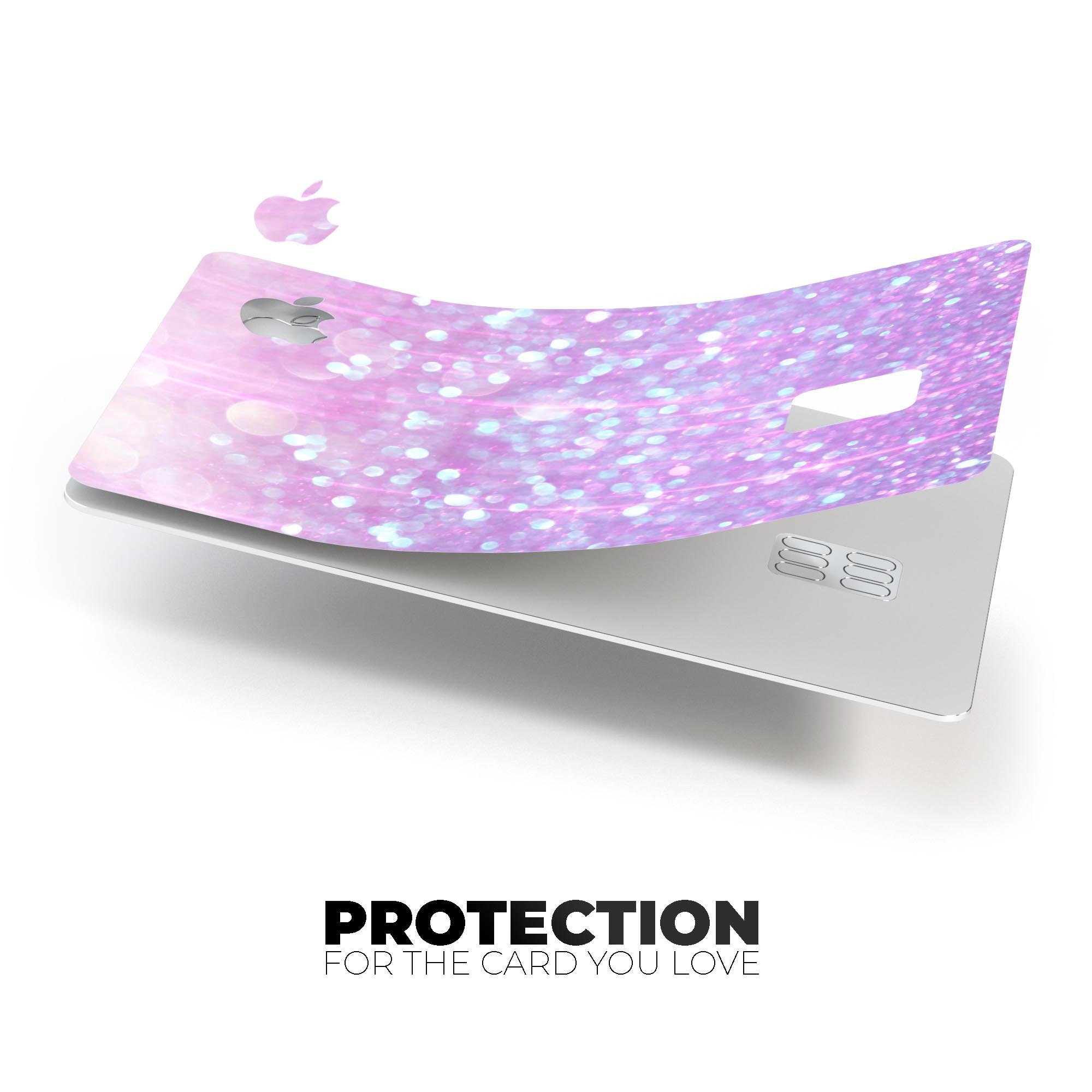 Pink Unfocused Orbs of Light decal skin for Apple Card, showcasing vibrant colors and a sleek design.