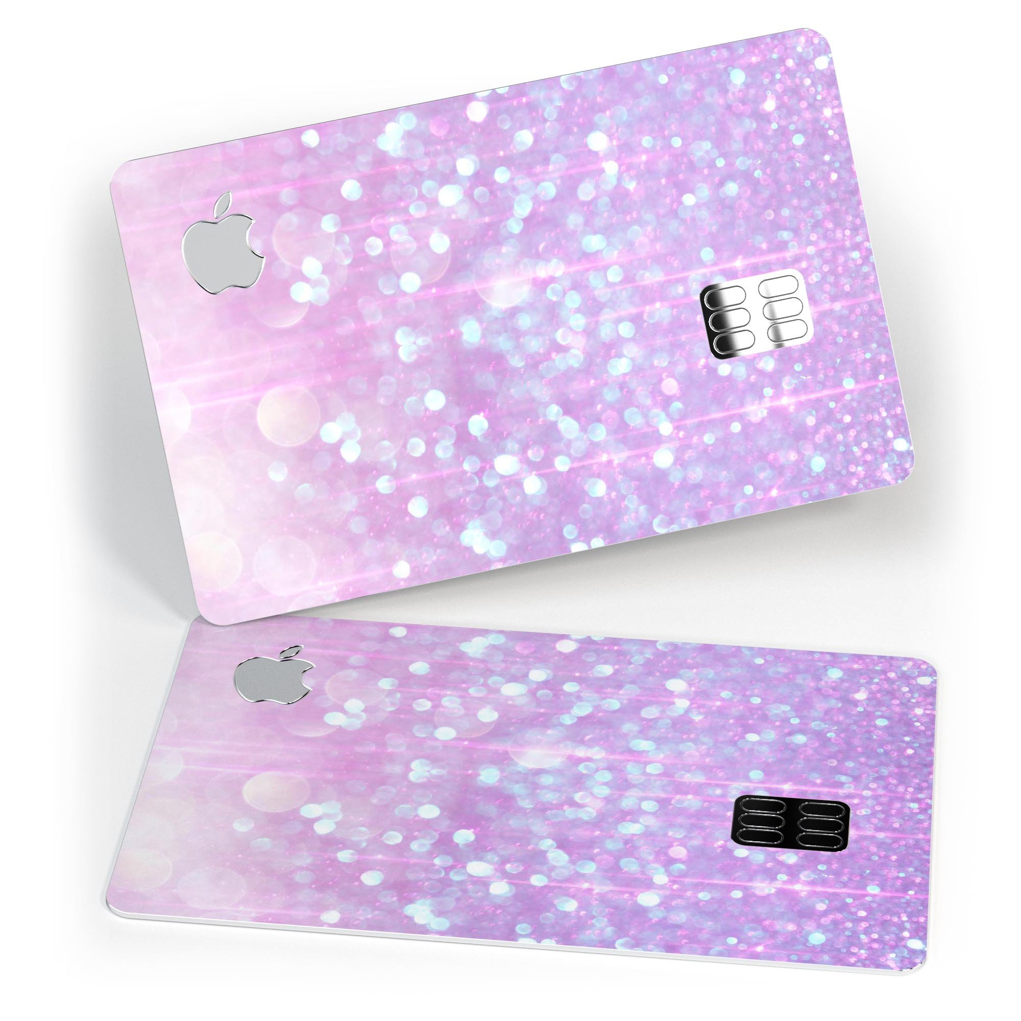 Pink Unfocused Orbs of Light decal skin for Apple Card, showcasing vibrant colors and a sleek design.