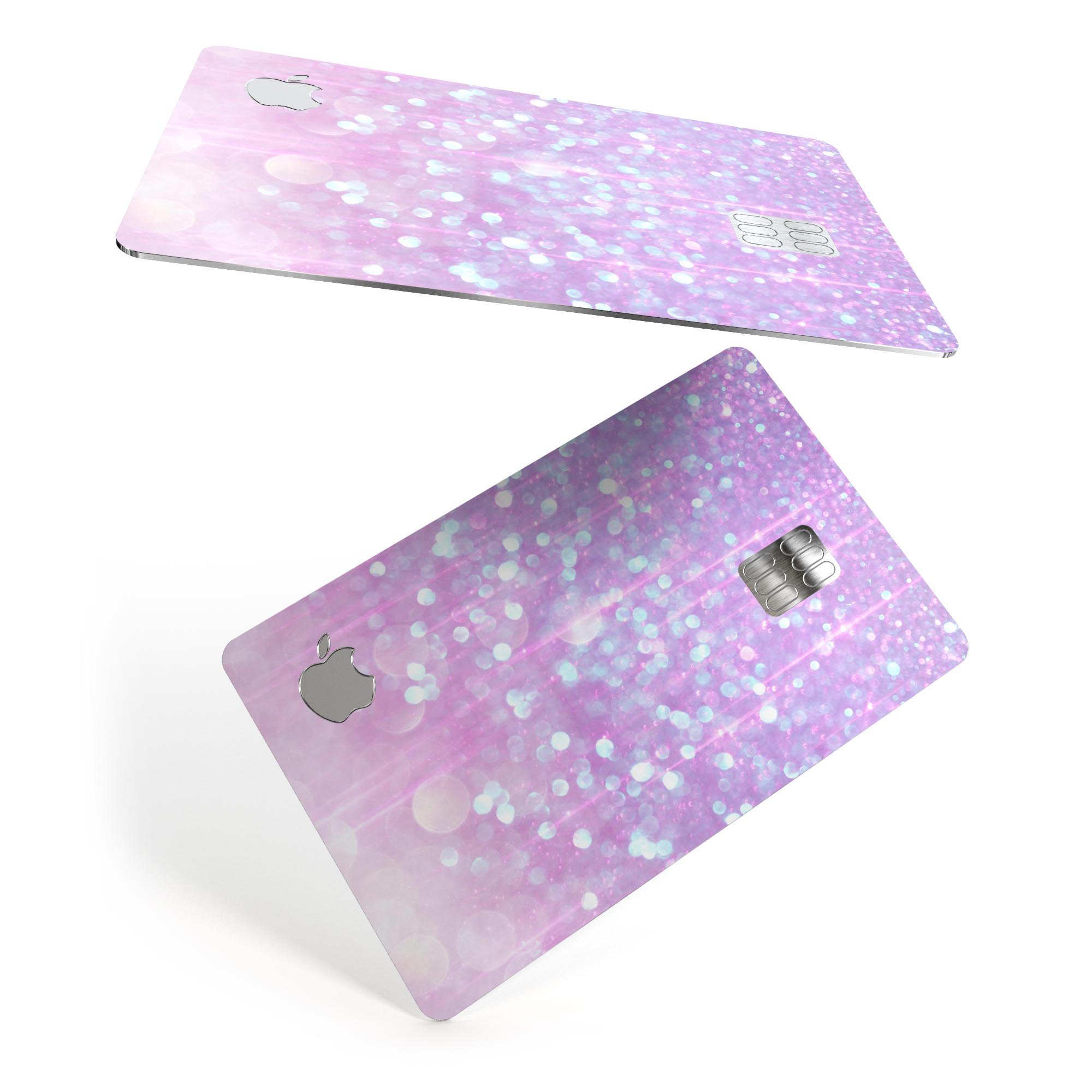 Pink Unfocused Orbs of Light decal skin for Apple Card, showcasing vibrant colors and a sleek design.