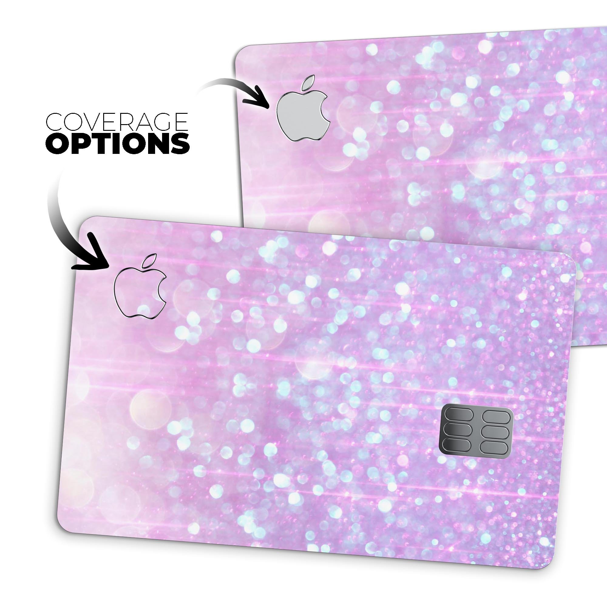 Pink Unfocused Orbs of Light decal skin for Apple Card, showcasing vibrant colors and a sleek design.