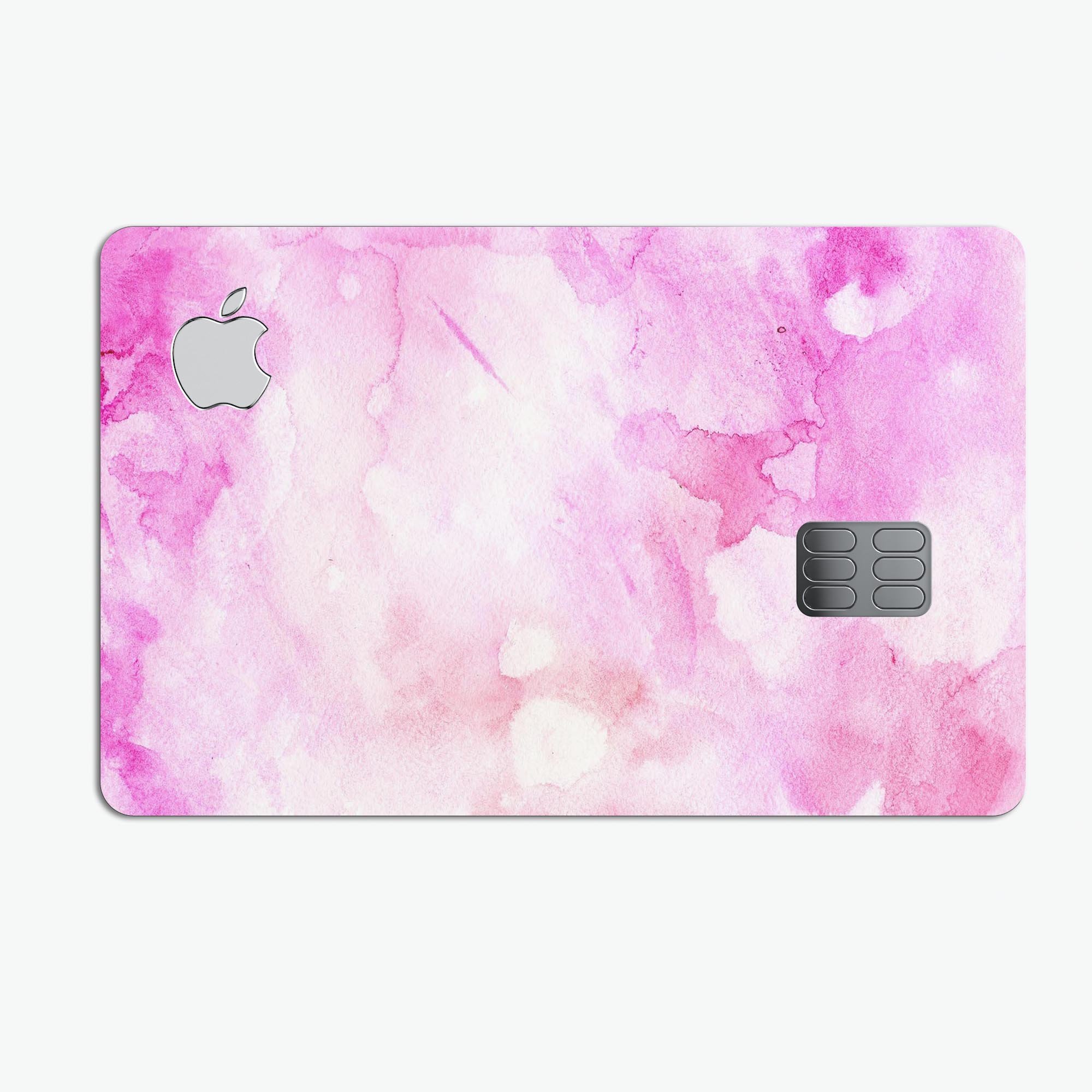 Pink v4 Absorbed Watercolor Texture decal for Apple Card, showcasing a vibrant watercolor design with a premium finish.