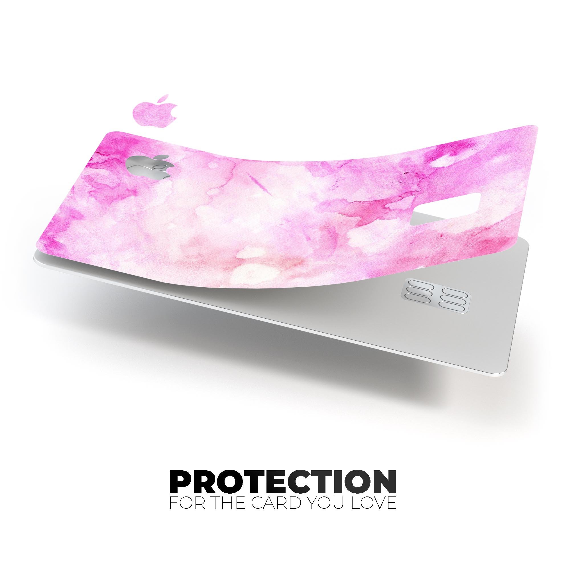 Pink v4 Absorbed Watercolor Texture decal for Apple Card, showcasing a vibrant watercolor design with a premium finish.