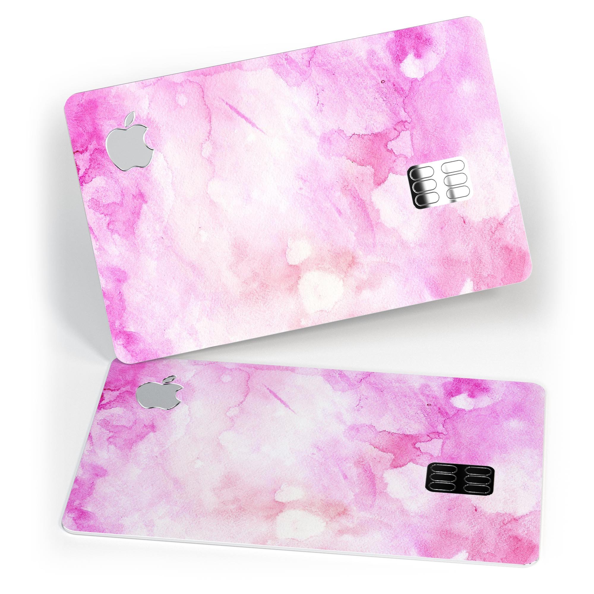 Pink v4 Absorbed Watercolor Texture decal for Apple Card, showcasing a vibrant watercolor design with a premium finish.