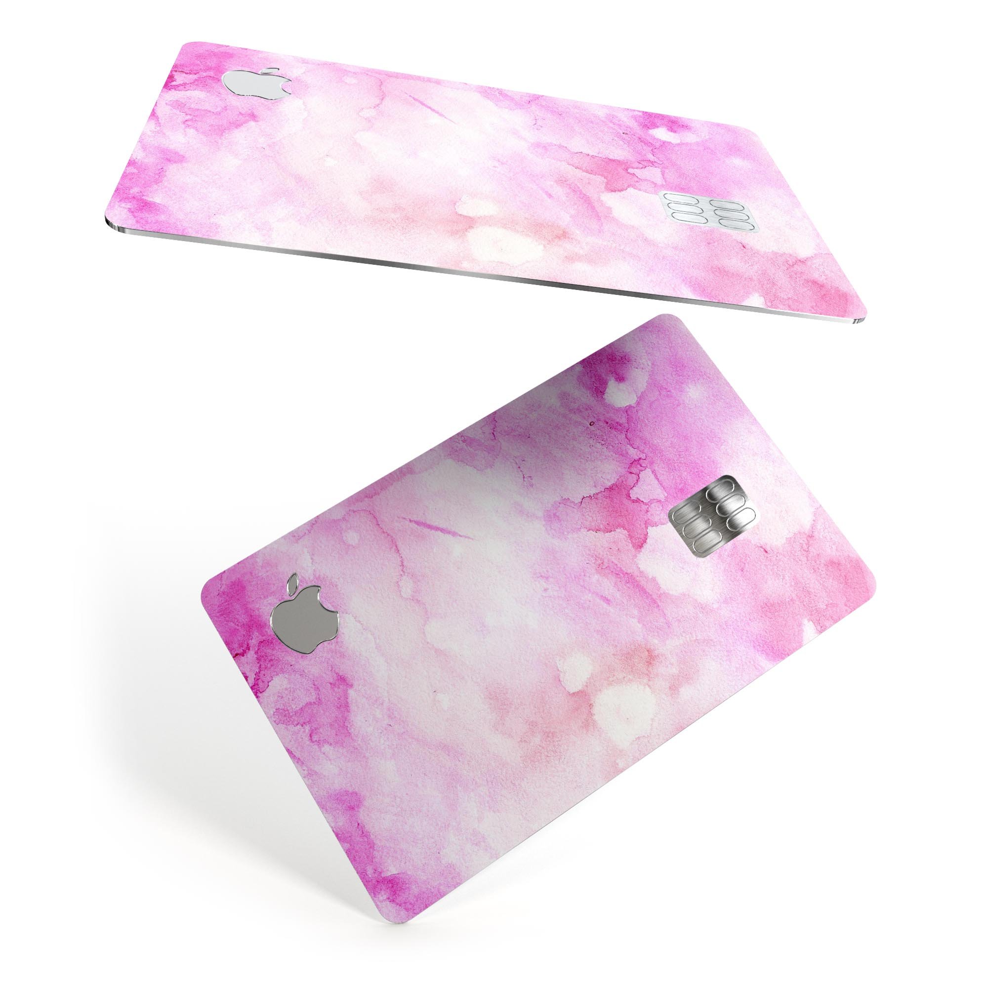 Pink v4 Absorbed Watercolor Texture decal for Apple Card, showcasing a vibrant watercolor design with a premium finish.