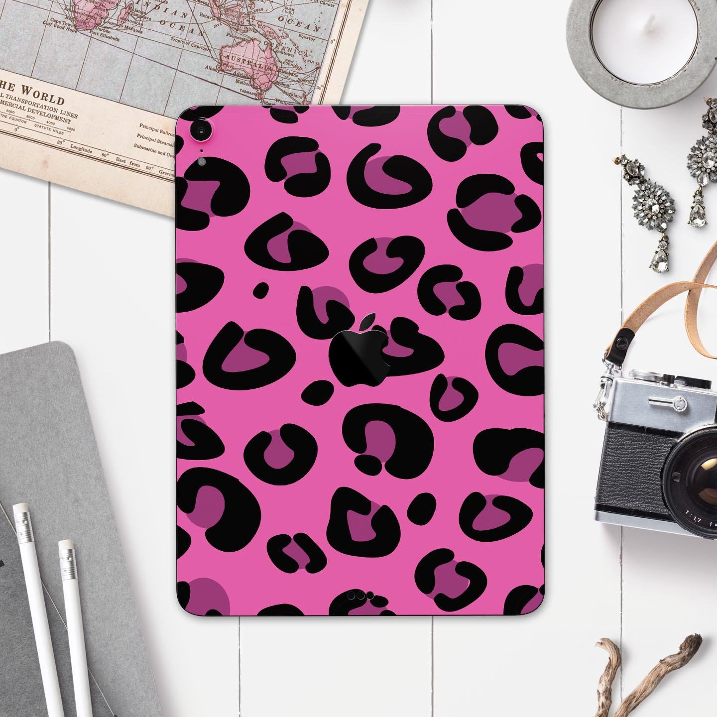 Pink Vector Cheetah Print skin decal for Apple iPad, showcasing vibrant colors and stylish design.