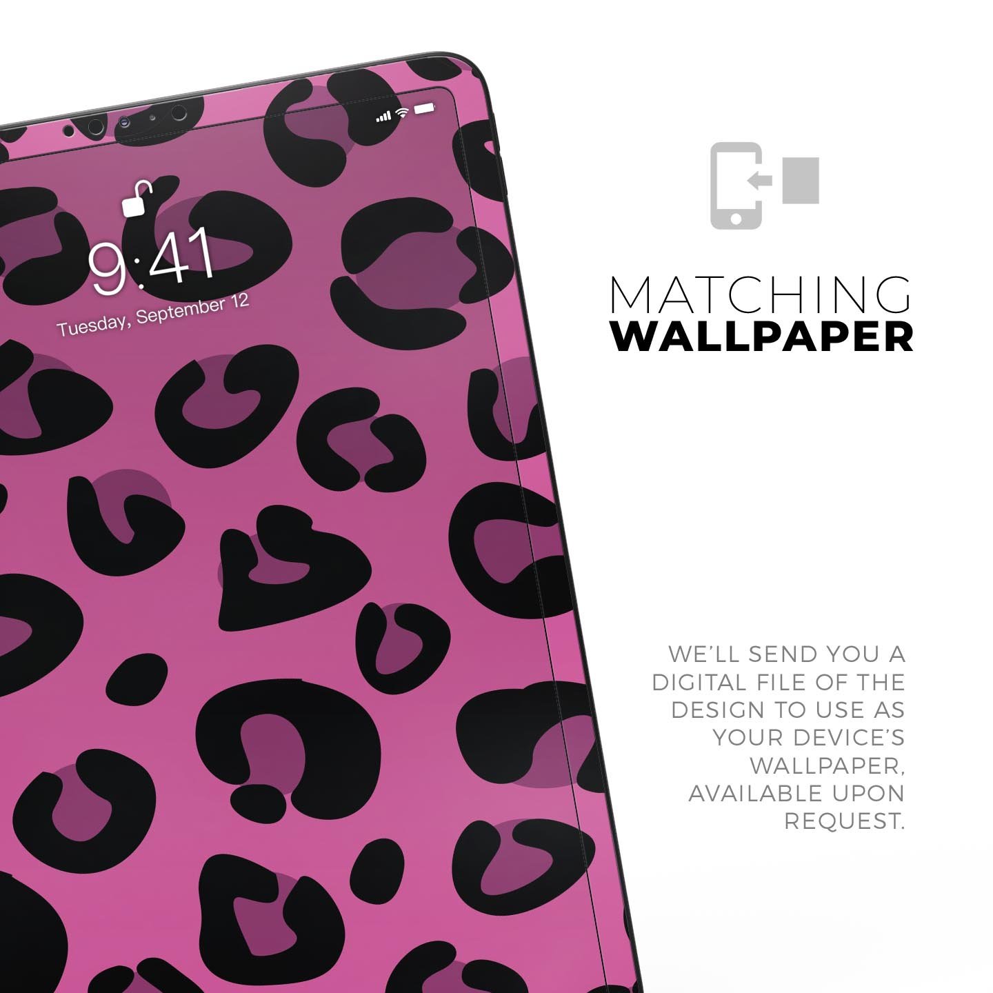 Pink Vector Cheetah Print skin decal for Apple iPad, showcasing vibrant colors and stylish design.