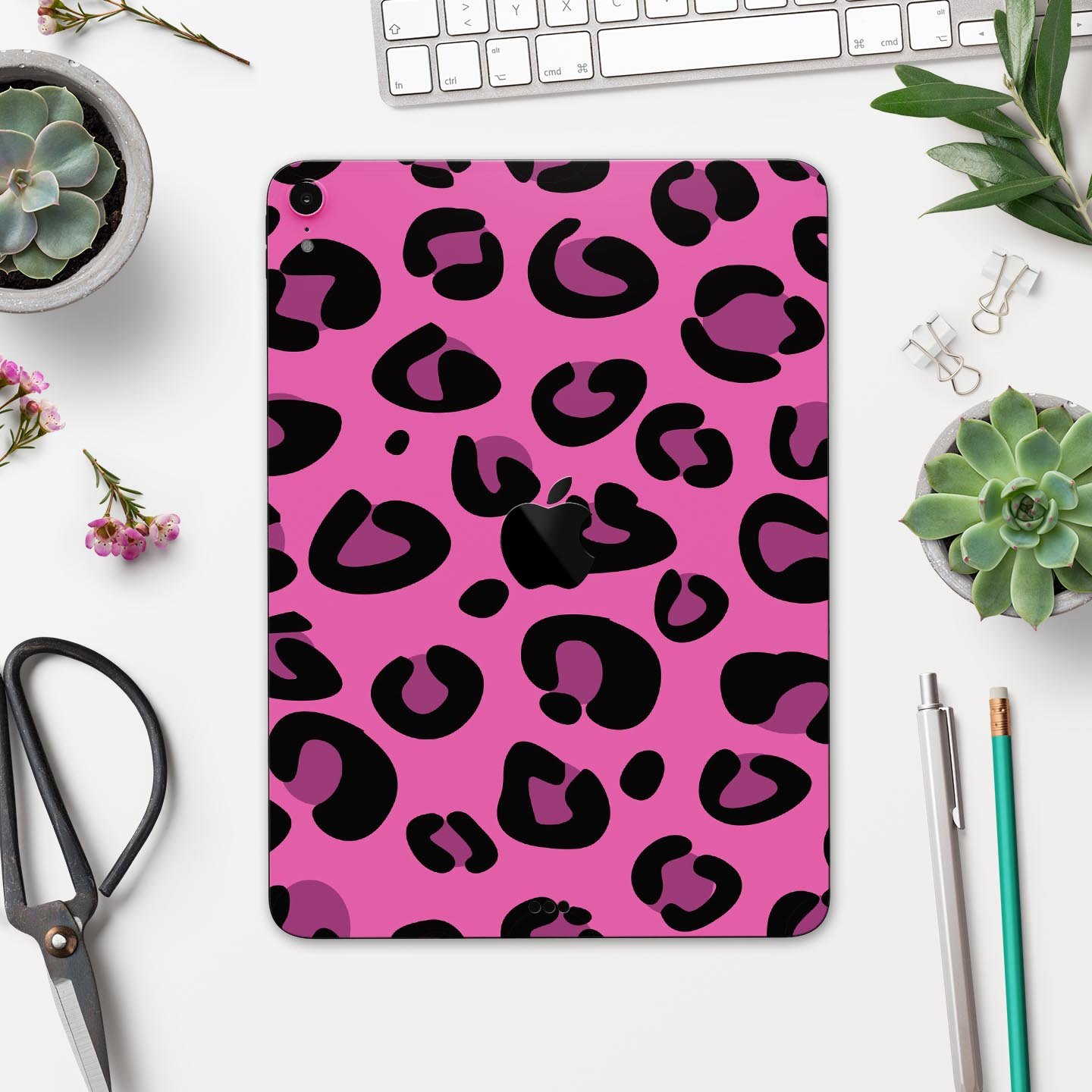 Pink Vector Cheetah Print skin decal for Apple iPad, showcasing vibrant colors and stylish design.