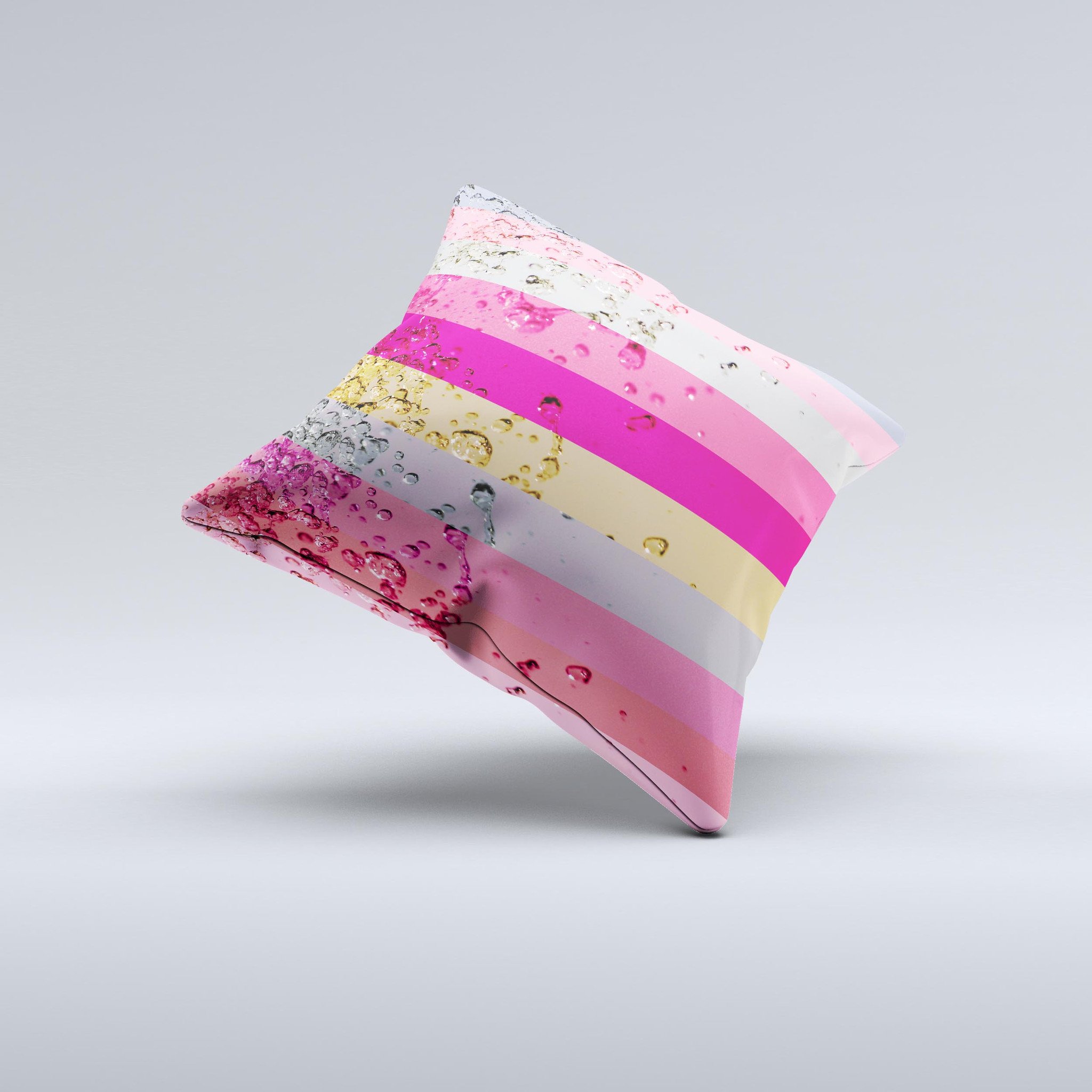 Pink Water Stripes Ink-Fuzed Decorative Throw Pillow showcasing vibrant colors and unique design, perfect for home decor.