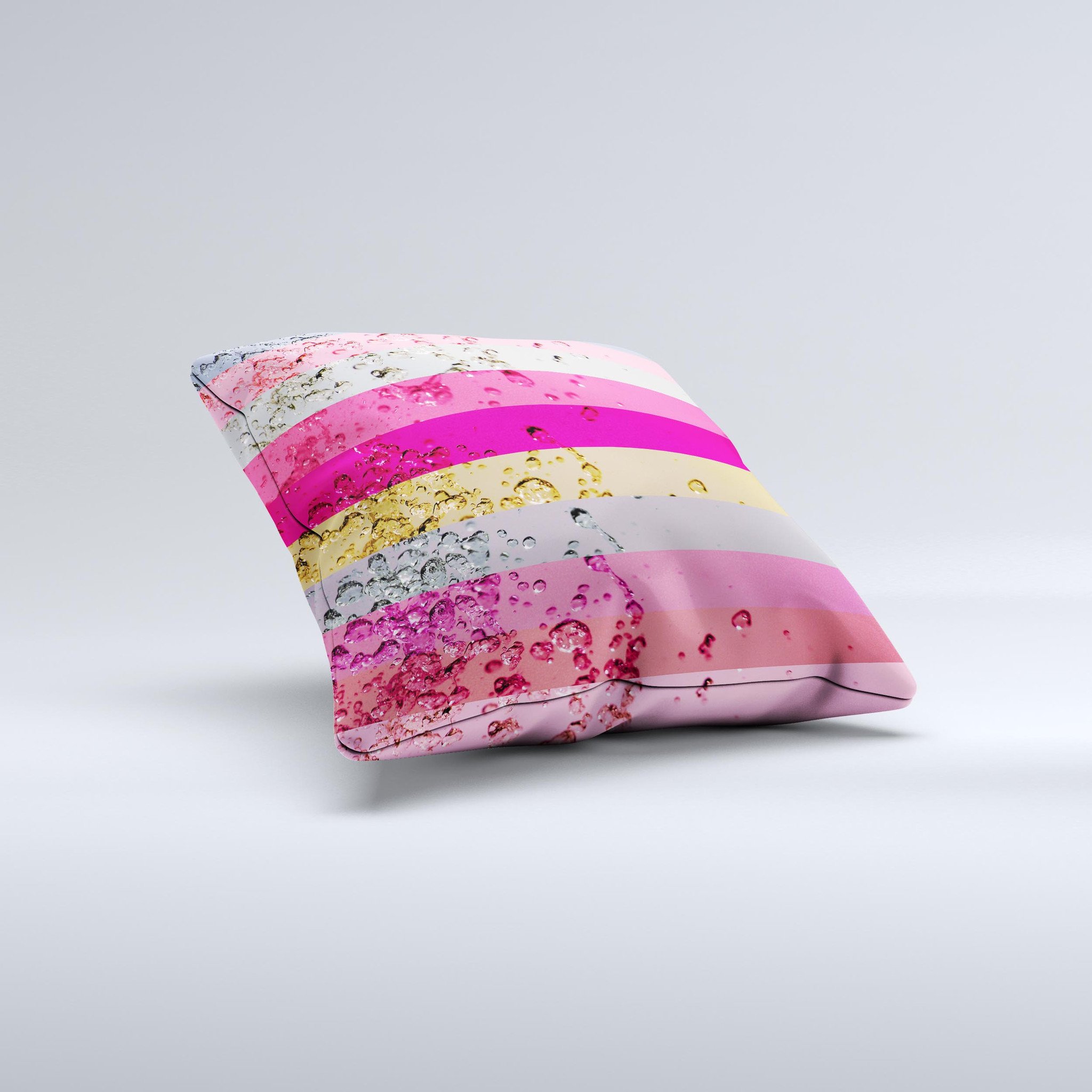 Pink Water Stripes Ink-Fuzed Decorative Throw Pillow showcasing vibrant colors and unique design, perfect for home decor.