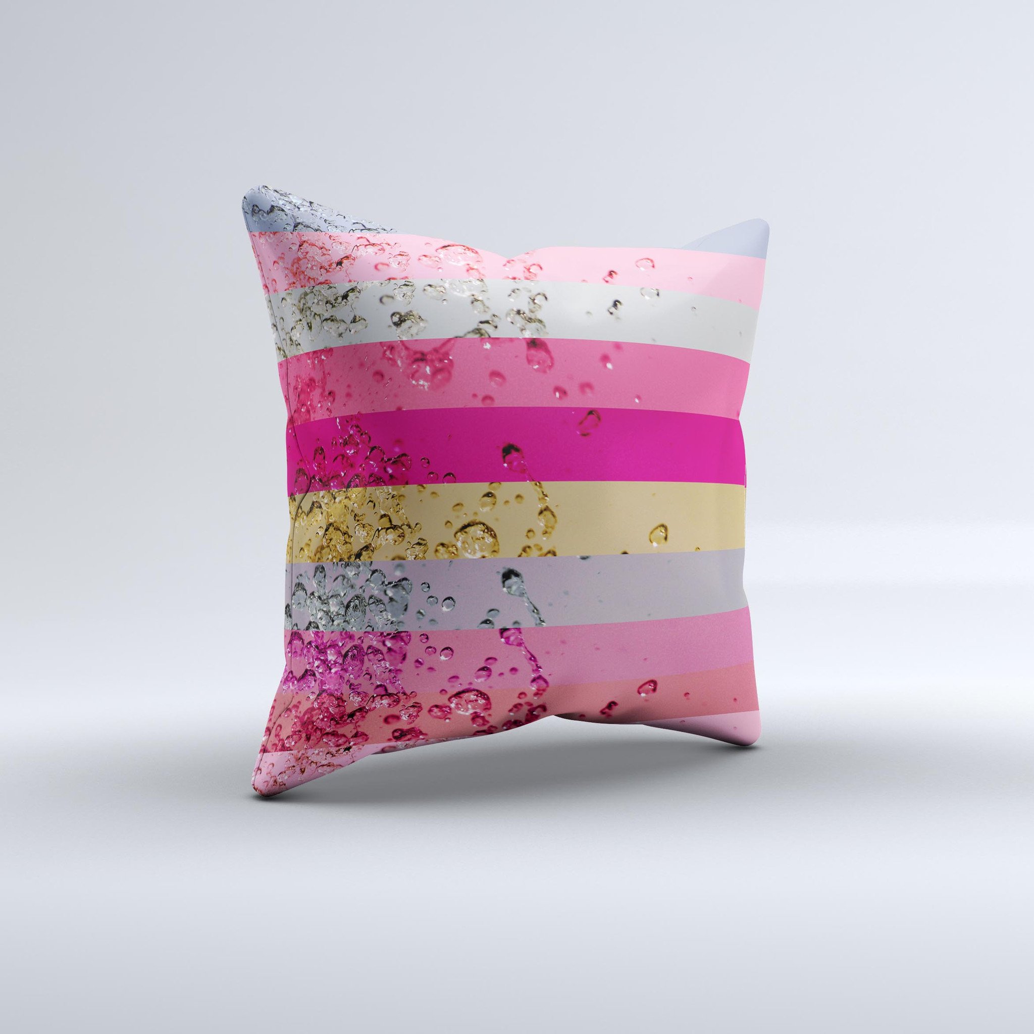 Pink Water Stripes Ink-Fuzed Decorative Throw Pillow showcasing vibrant colors and unique design, perfect for home decor.