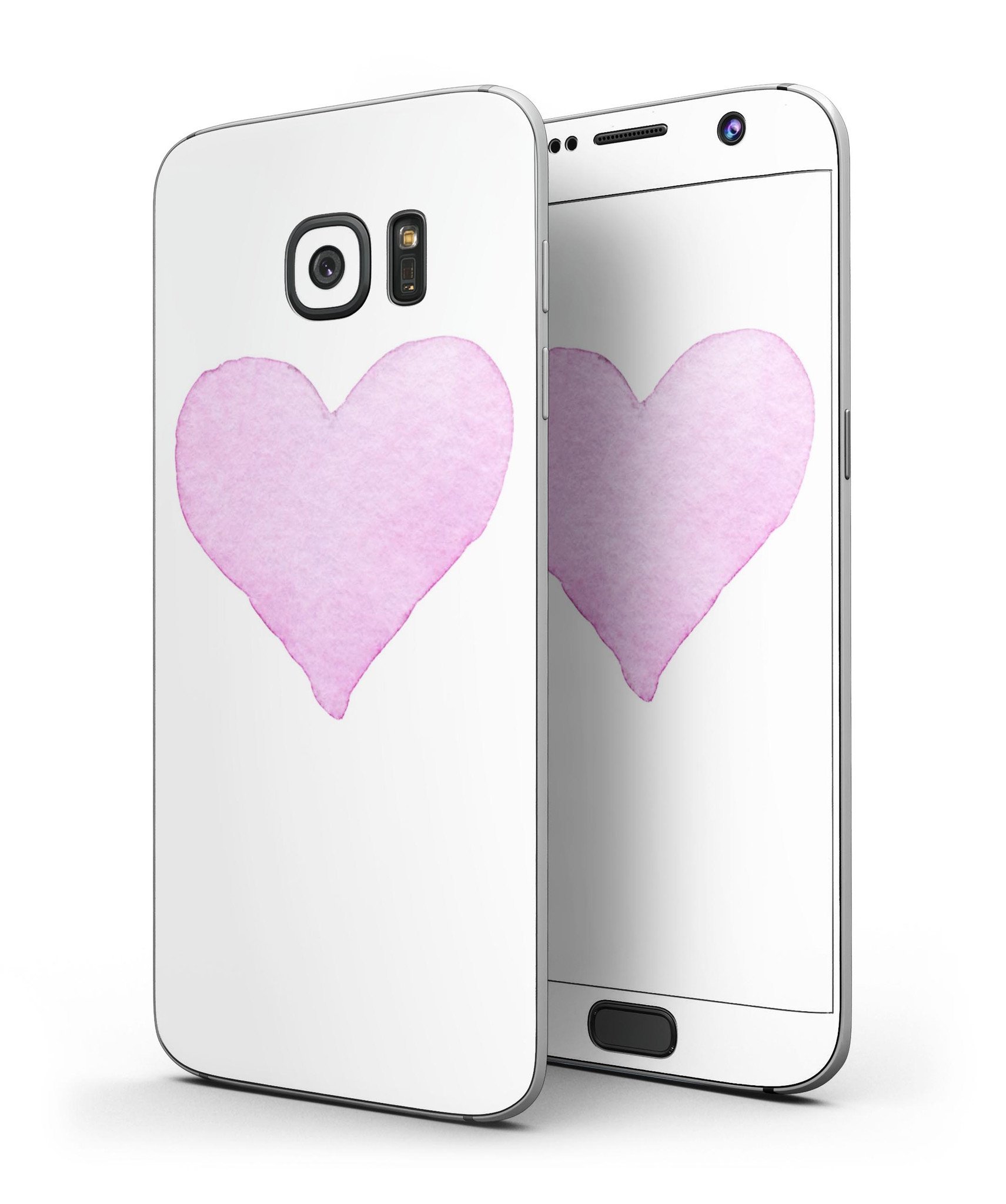 Pink Watercolor Heart skin kit for Samsung Galaxy S7, showcasing vibrant colors and stylish design.