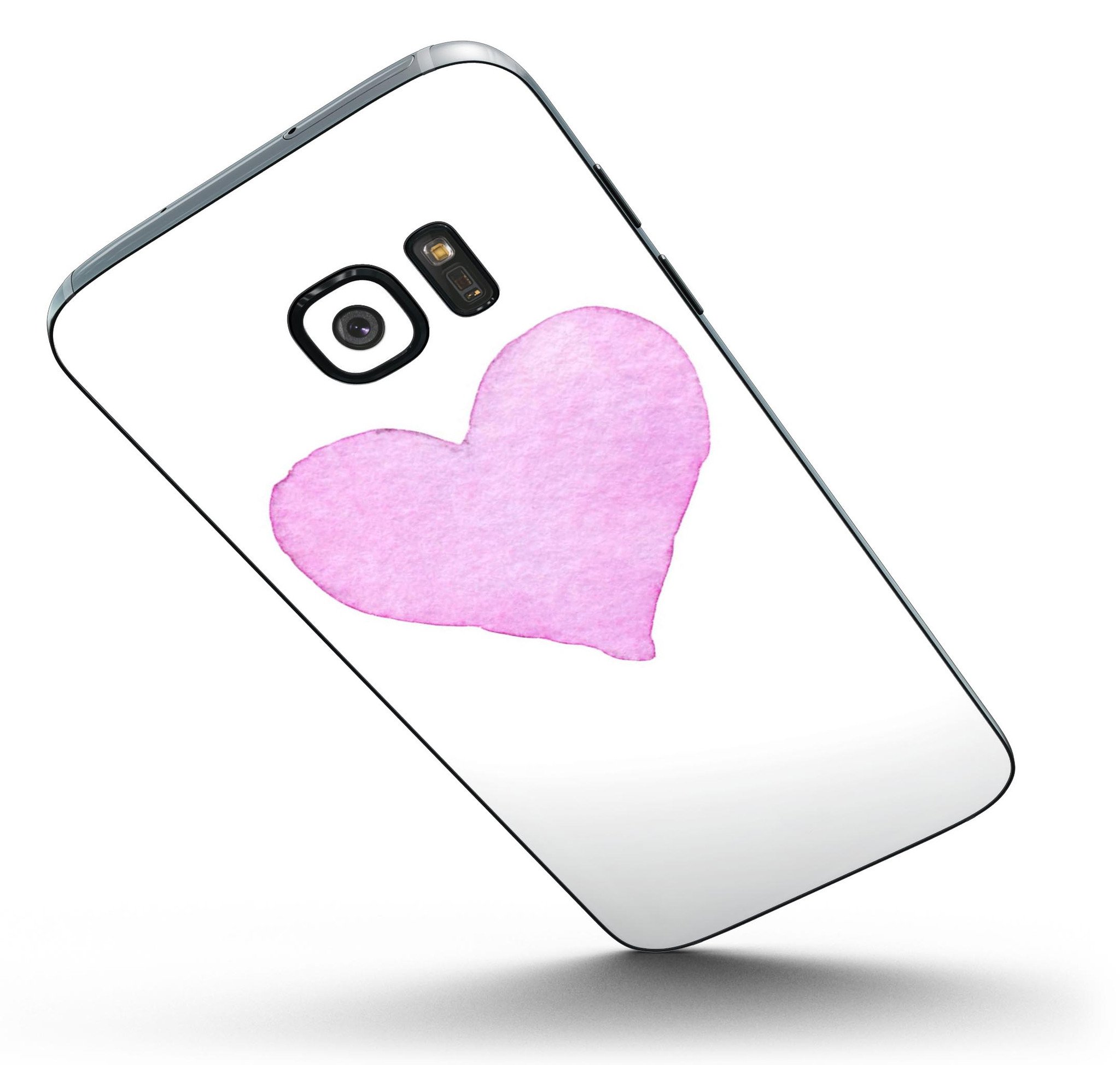 Pink Watercolor Heart skin kit for Samsung Galaxy S7, showcasing vibrant colors and stylish design.