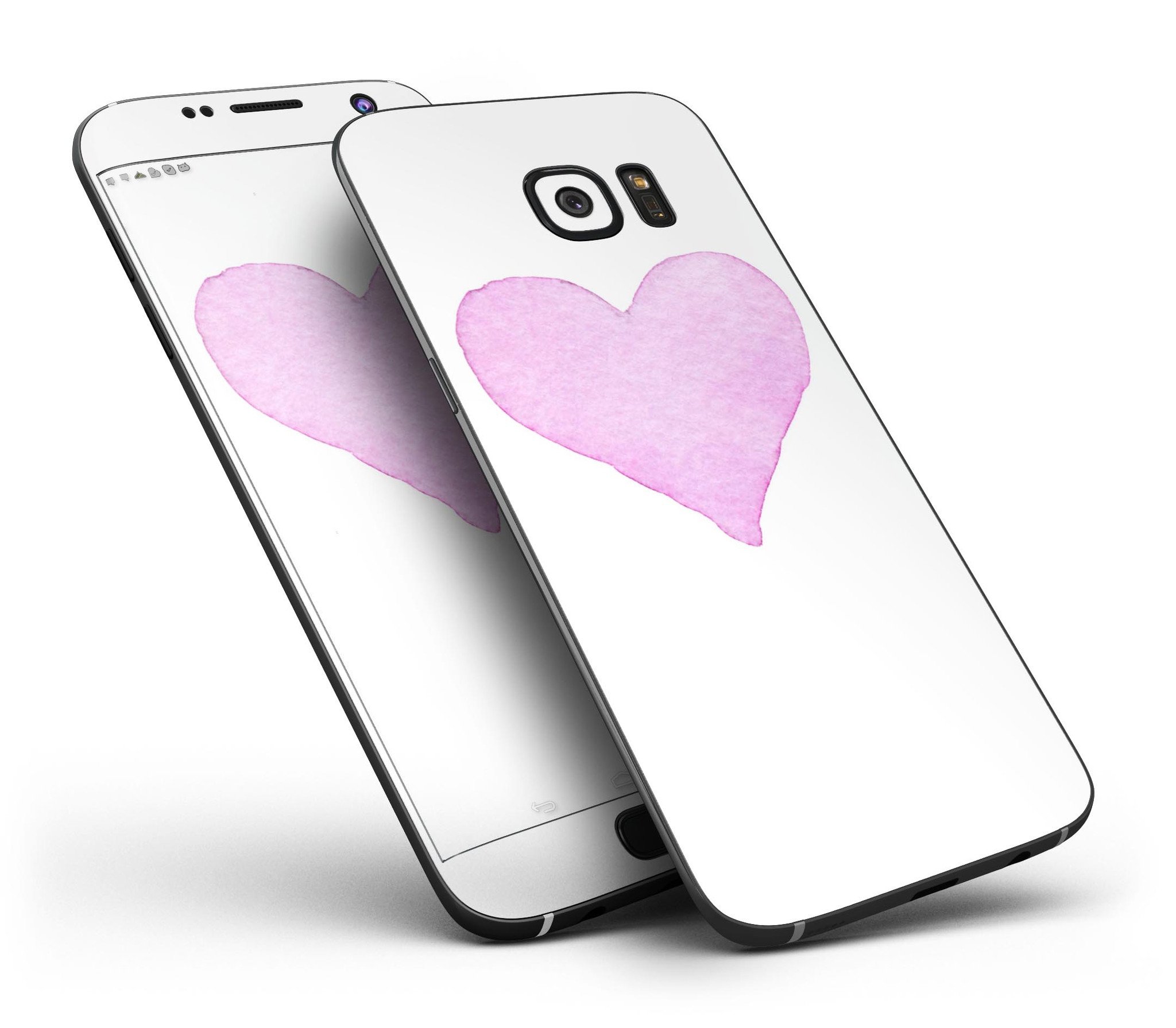 Pink Watercolor Heart skin kit for Samsung Galaxy S7, showcasing vibrant colors and stylish design.