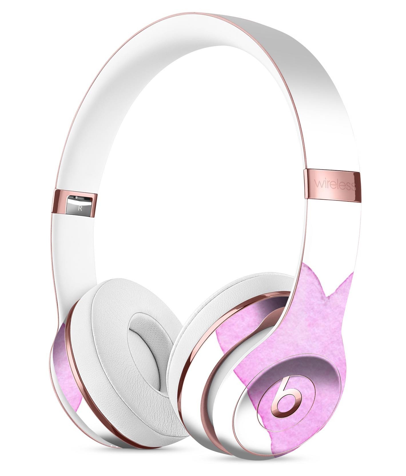 Pink Watercolor Heart Full-Body Skin Kit for Beats by Dre Solo 3, showcasing vibrant colors and artistic design.