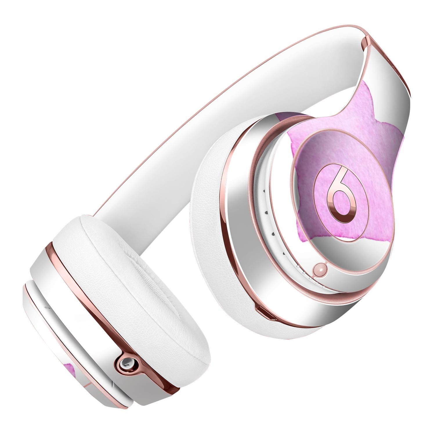 Pink Watercolor Heart Full-Body Skin Kit for Beats by Dre Solo 3, showcasing vibrant colors and artistic design.