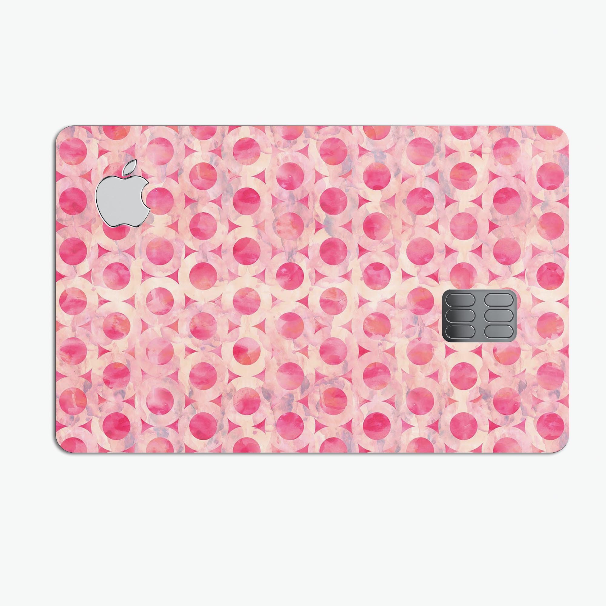 Pink Watercolor Ring Pattern decal skin for Apple Card, showcasing vibrant colors and a stylish design.