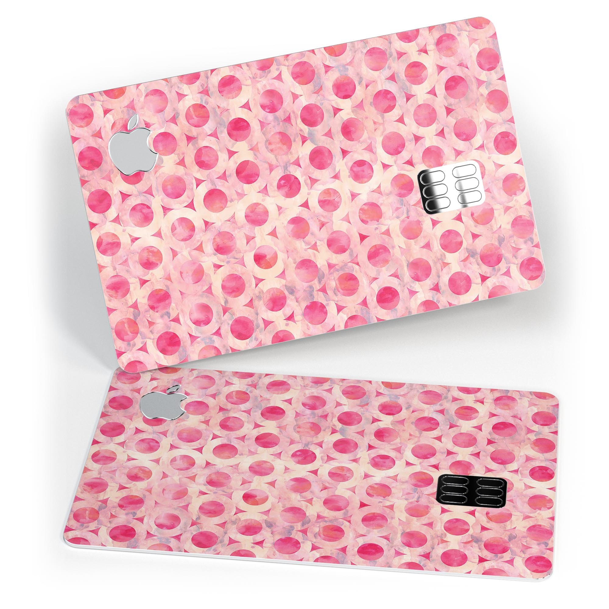 Pink Watercolor Ring Pattern decal skin for Apple Card, showcasing vibrant colors and a stylish design.