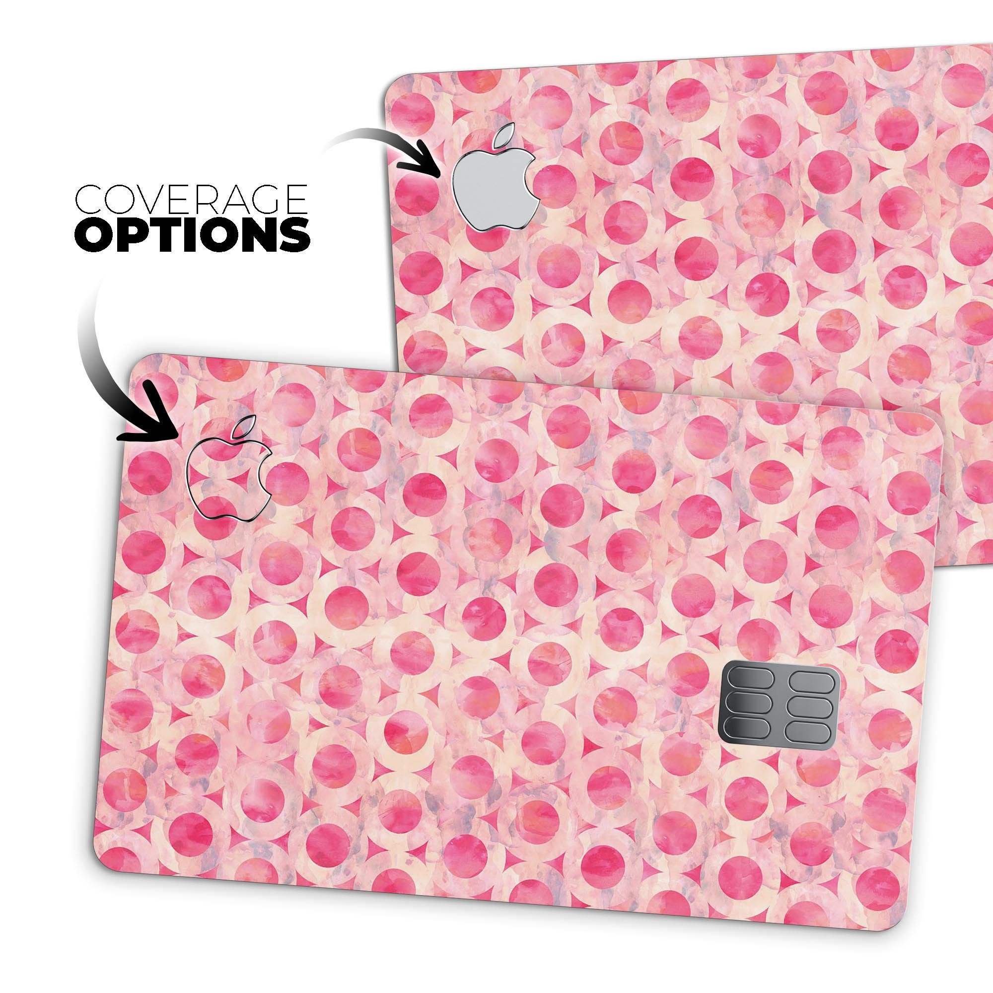 Pink Watercolor Ring Pattern decal skin for Apple Card, showcasing vibrant colors and a stylish design.