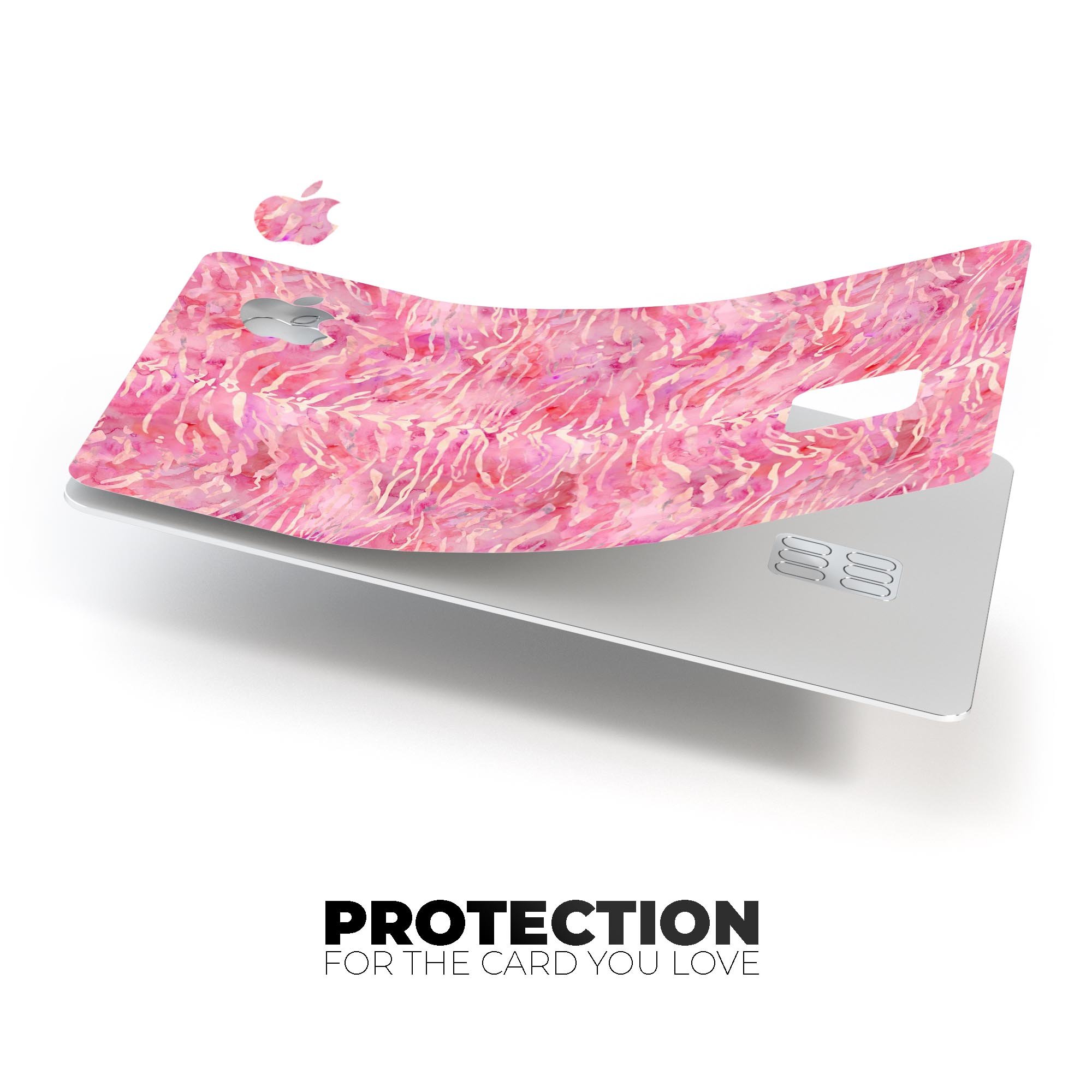 Pink Watercolor Tiger Pattern skin for Apple Card, showcasing vibrant colors and a stylish design.