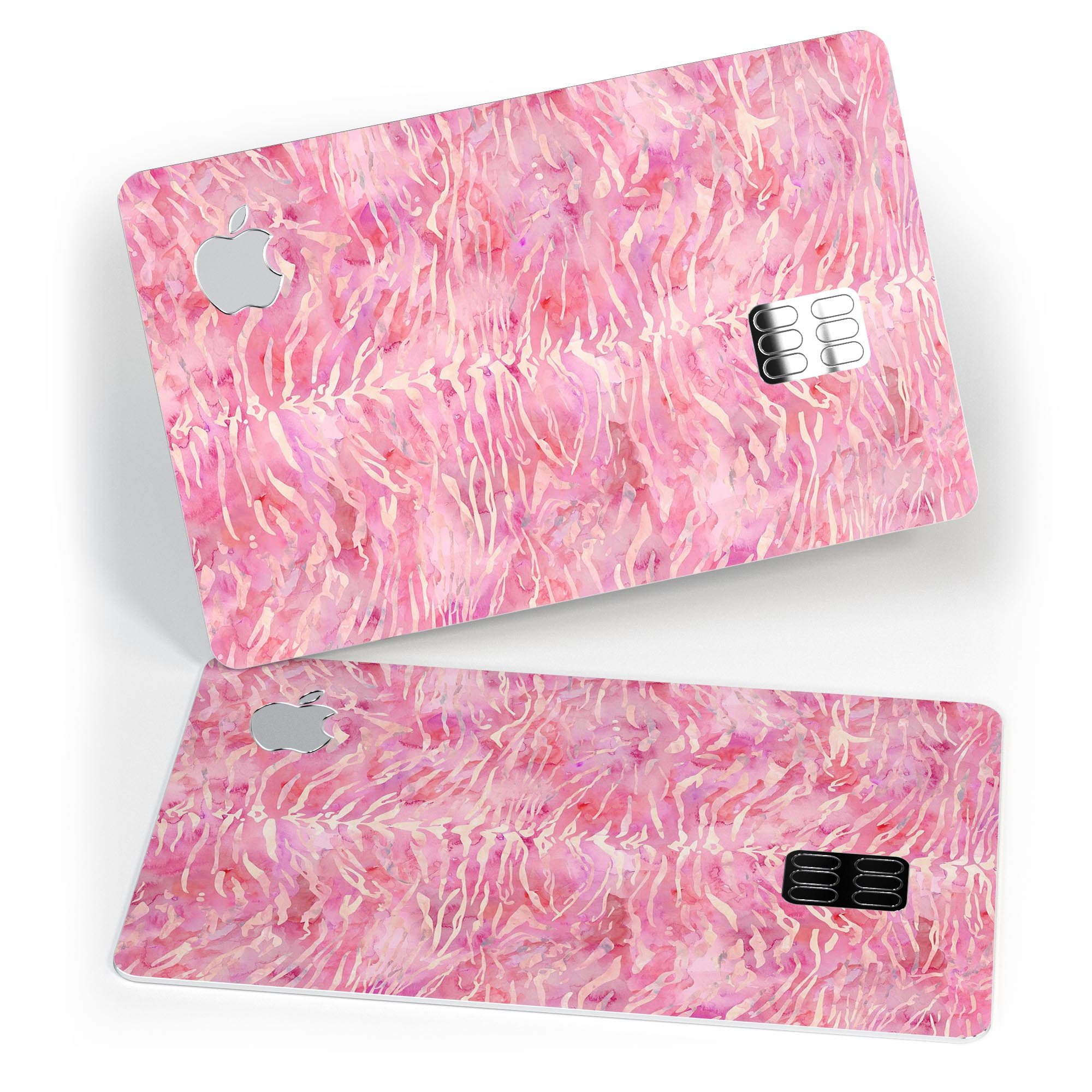 Pink Watercolor Tiger Pattern skin for Apple Card, showcasing vibrant colors and a stylish design.