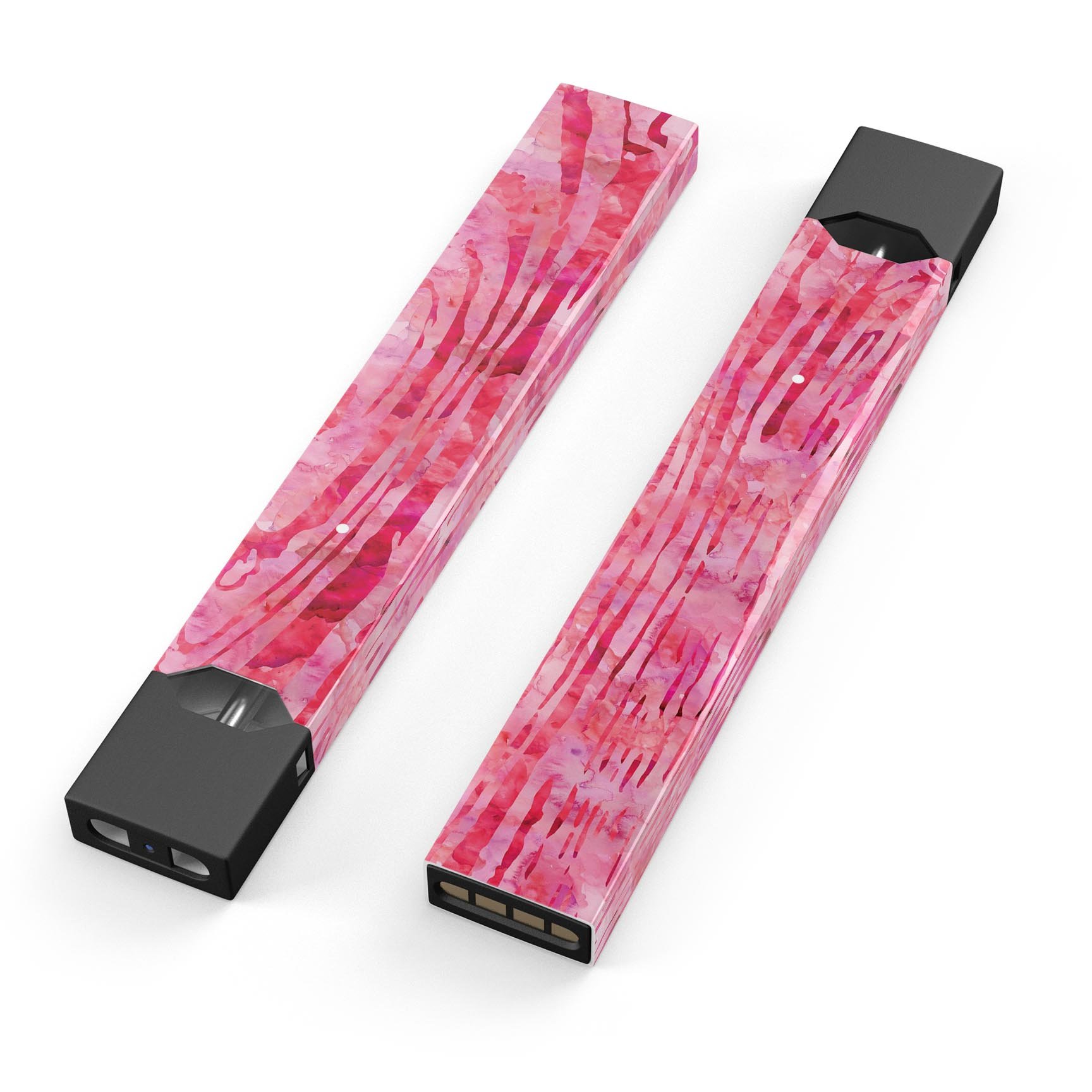 Pink Watercolor Woodgrain skin-wrap sticker designed for JUUL vaping device, showcasing vibrant colors and a woodgrain pattern.