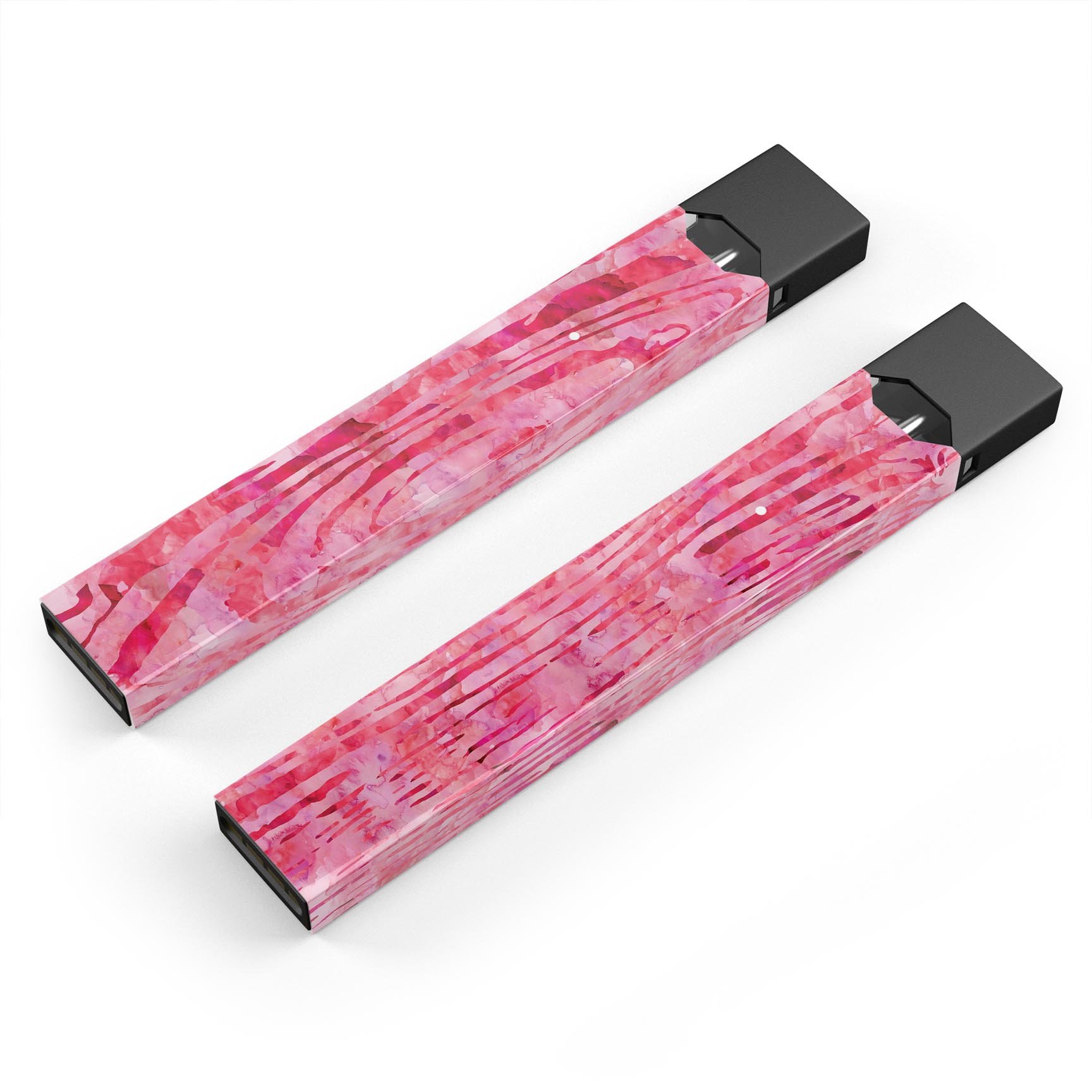 Pink Watercolor Woodgrain skin-wrap sticker designed for JUUL vaping device, showcasing vibrant colors and a woodgrain pattern.