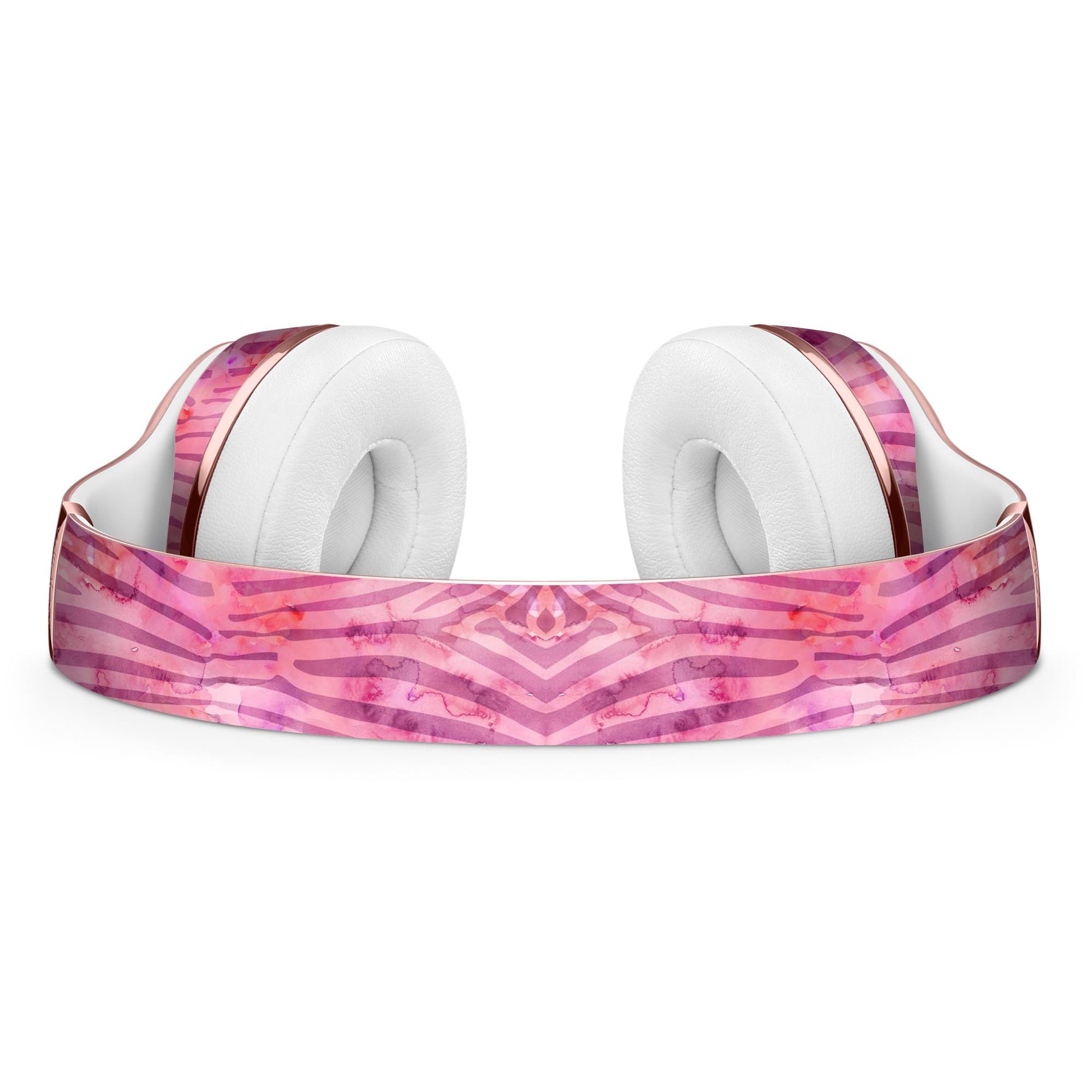 Pink Watercolor Zebra Pattern Skin Kit for Beats by Dre Solo 3 Wireless Headphones, showcasing vibrant colors and unique design.