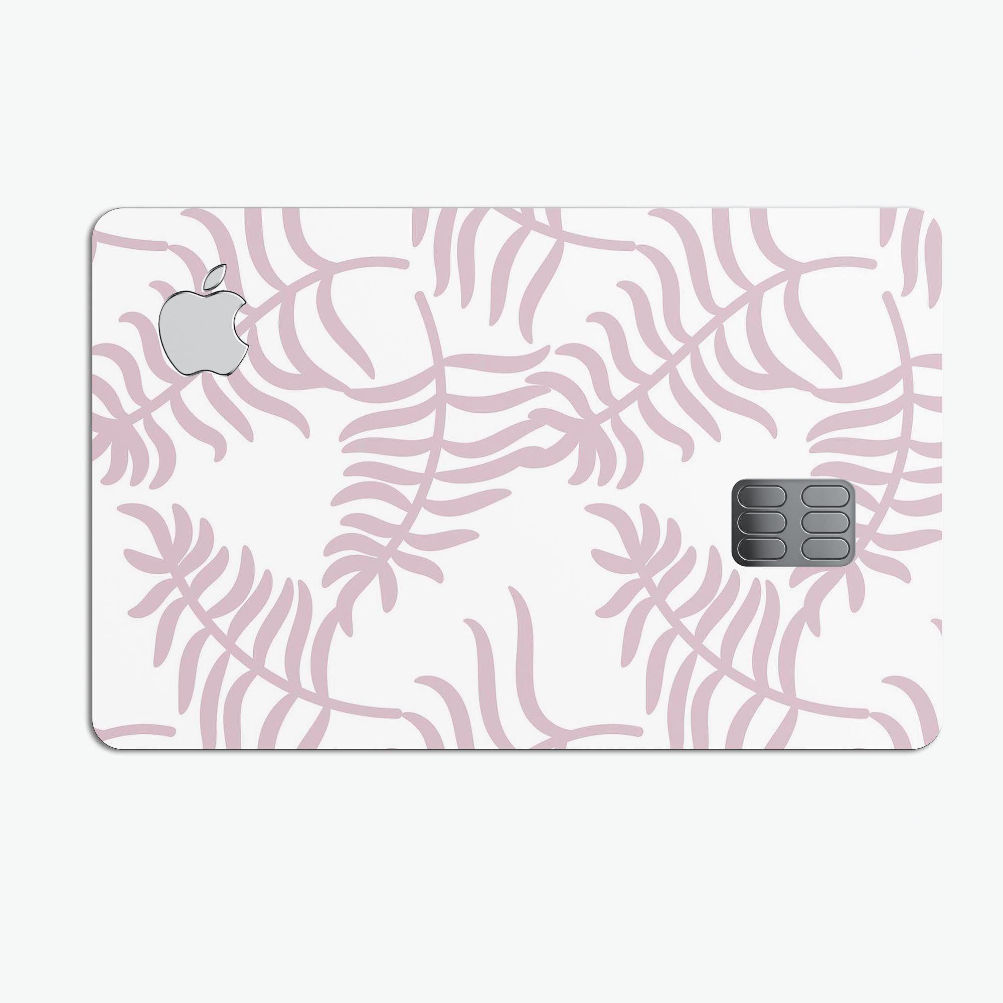 Pink Wavy Leaves Pattern decal skin for Apple Card, showcasing vibrant colors and a stylish design.