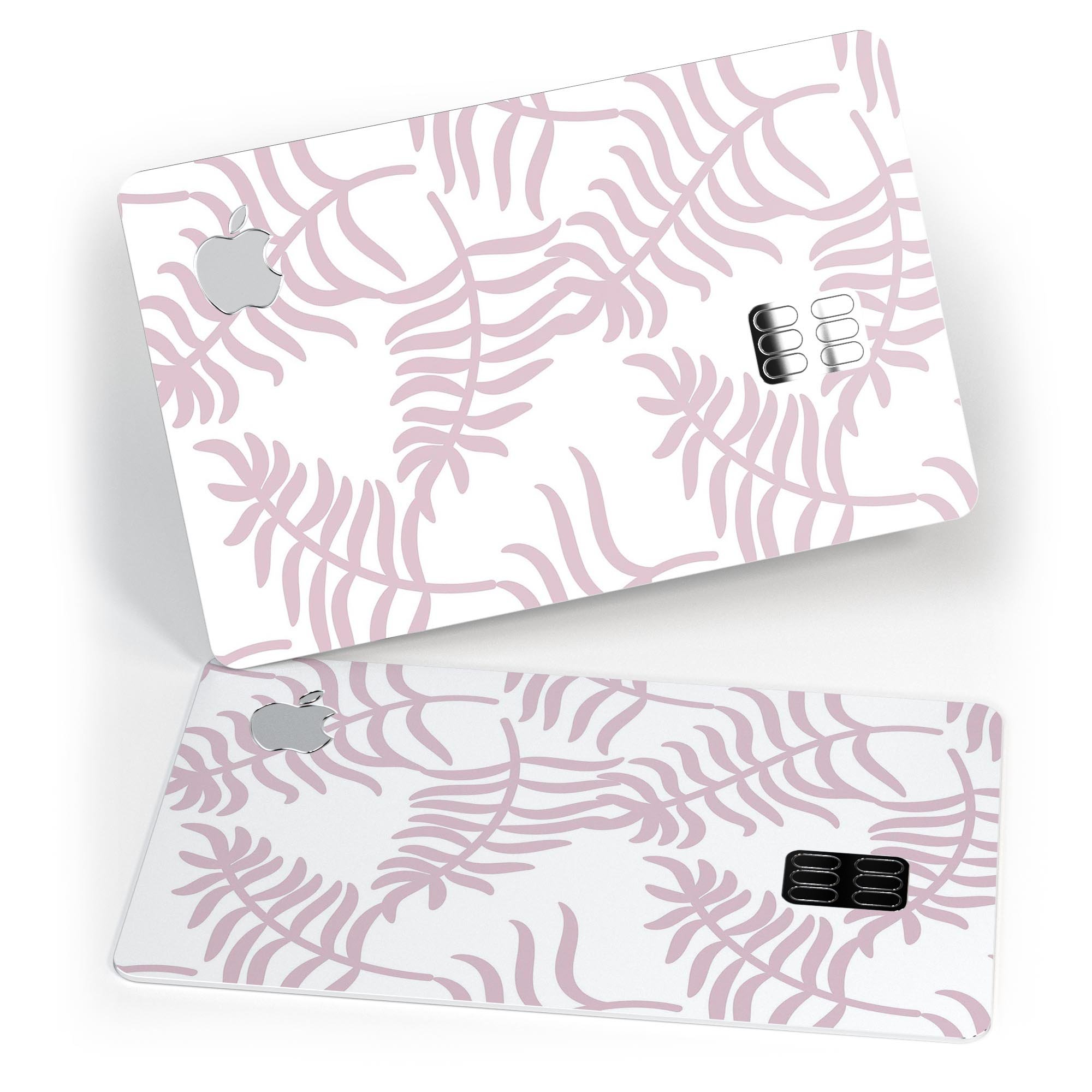 Pink Wavy Leaves Pattern decal skin for Apple Card, showcasing vibrant colors and a stylish design.