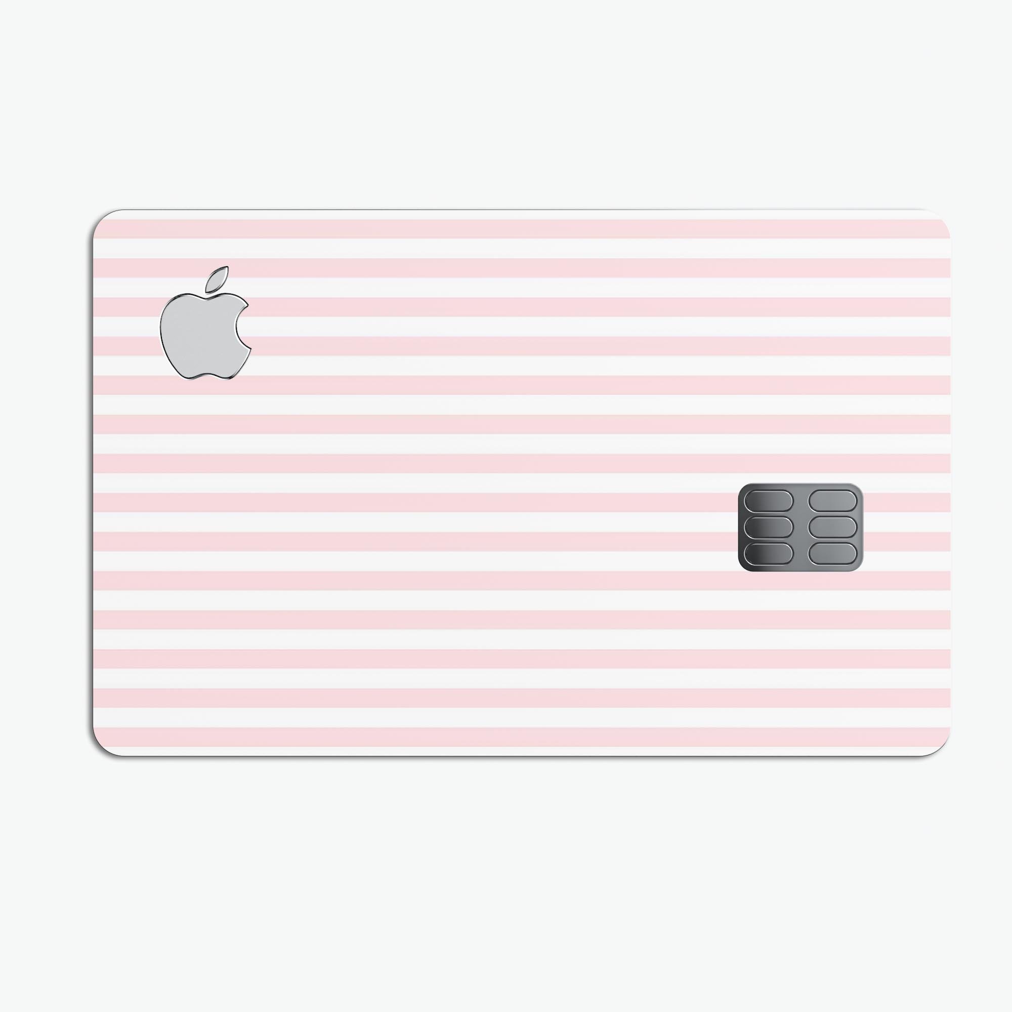 Pink and Silver Glitter Premium Protective Decal for Apple Card, showcasing vibrant stripes and a glossy finish.