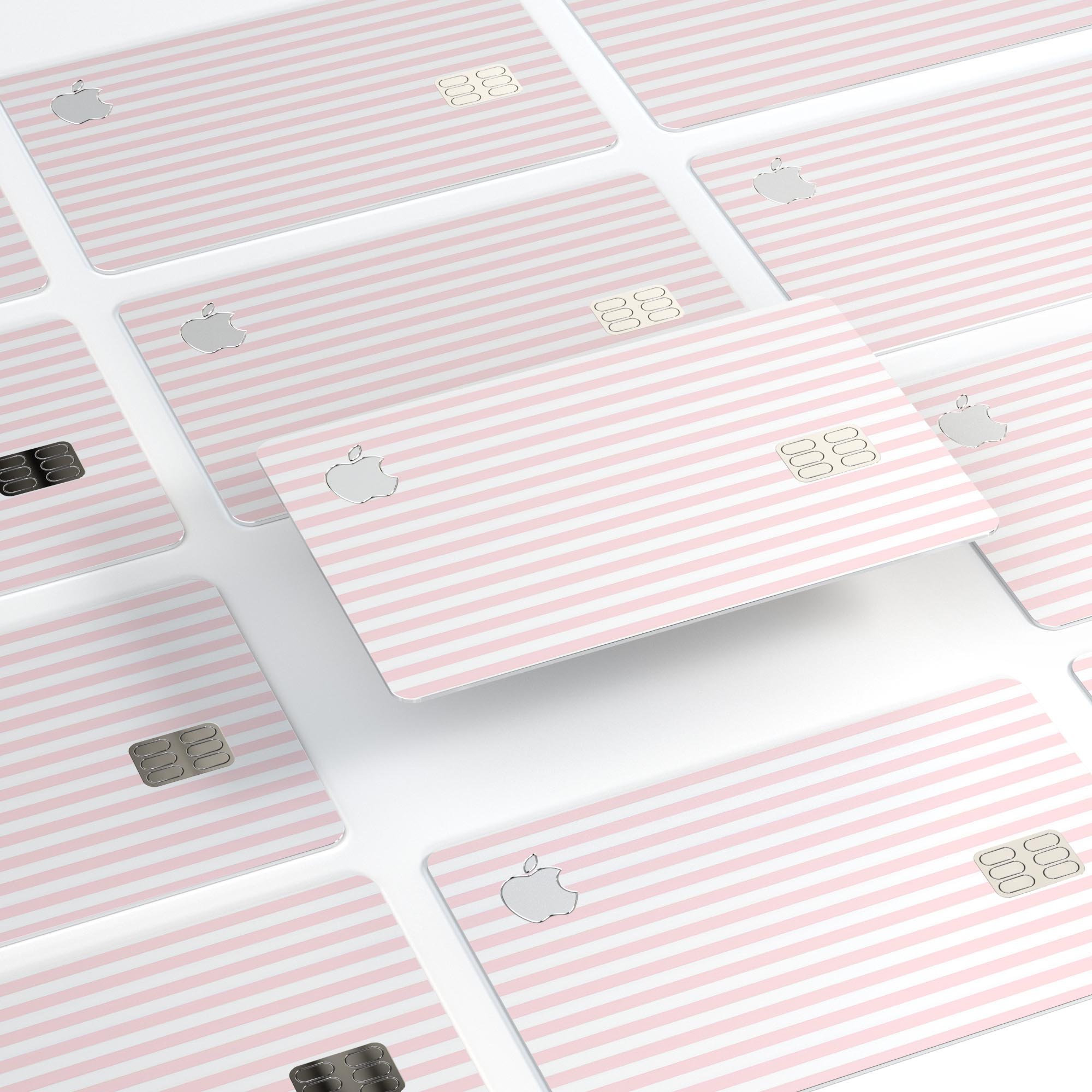 Pink and Silver Glitter Premium Protective Decal for Apple Card, showcasing vibrant stripes and a glossy finish.