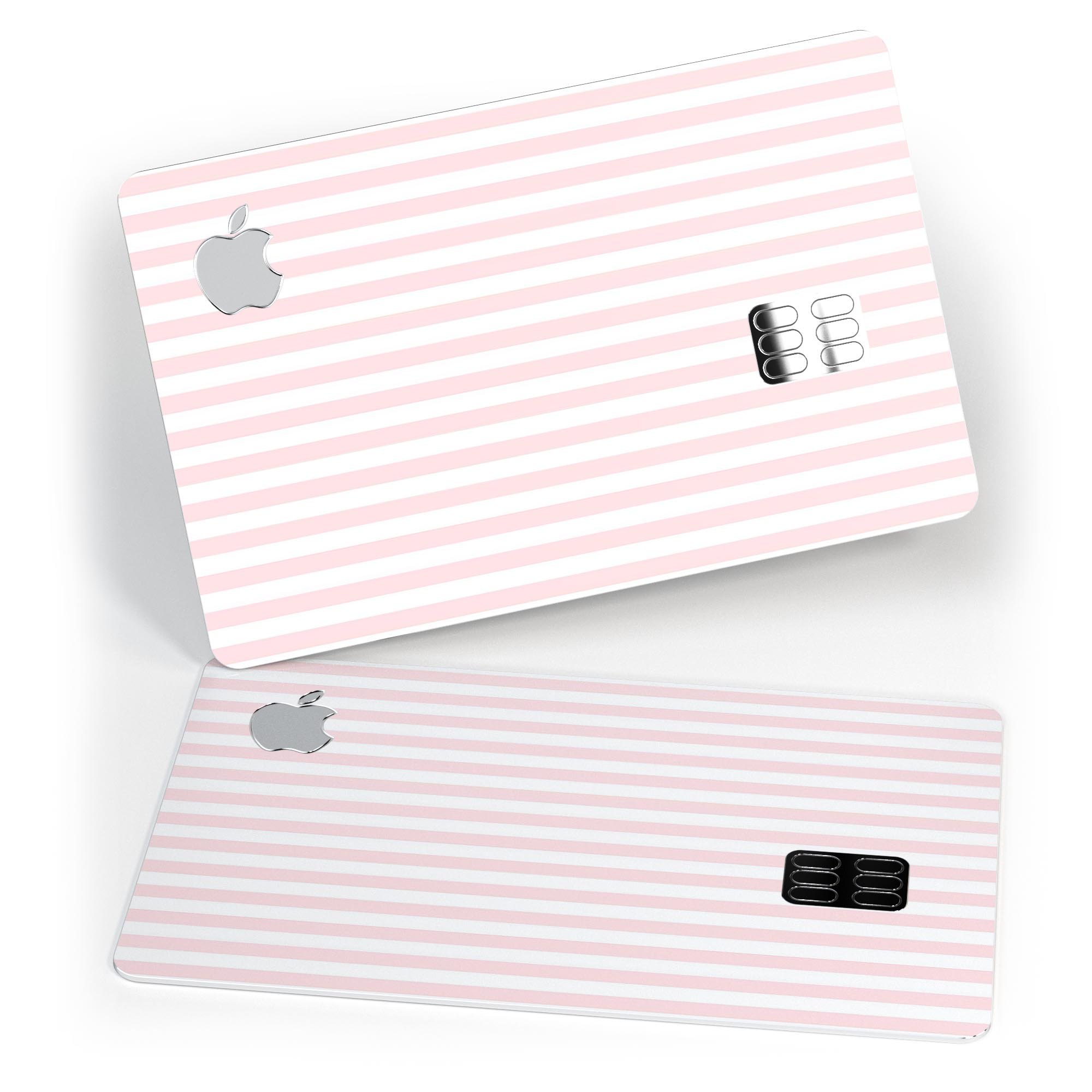 Pink and Silver Glitter Premium Protective Decal for Apple Card, showcasing vibrant stripes and a glossy finish.