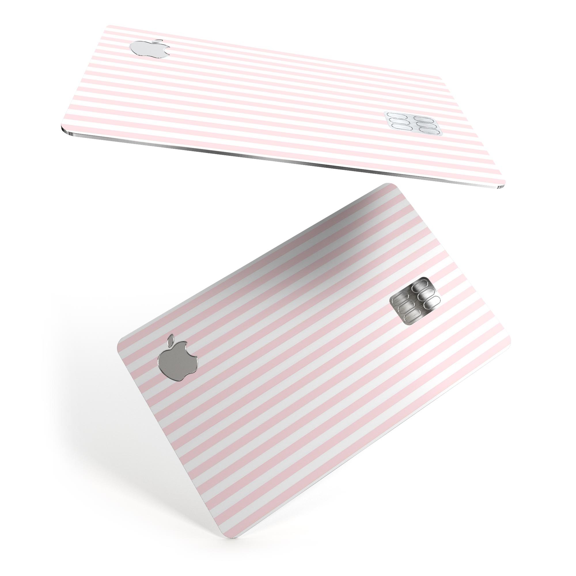 Pink and Silver Glitter Premium Protective Decal for Apple Card, showcasing vibrant stripes and a glossy finish.