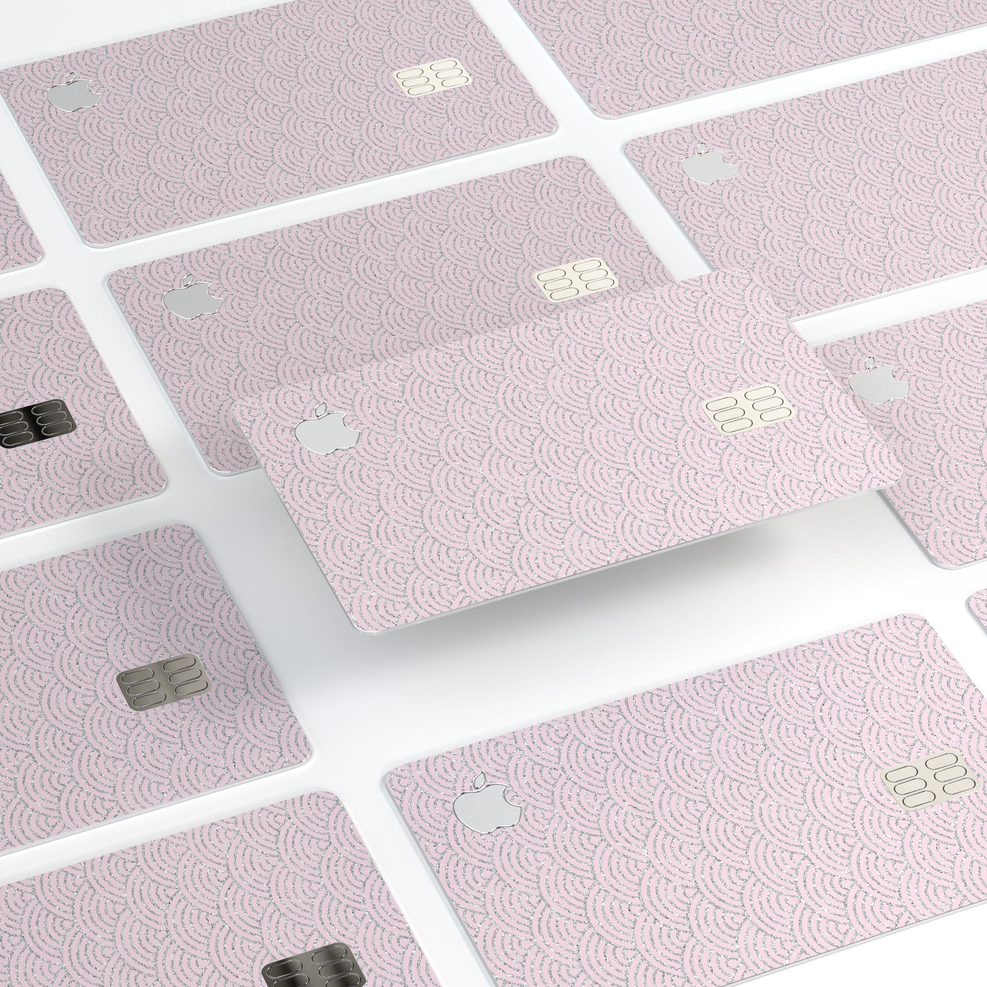 Pink and Silver Glitter Premium Protective Decal for Apple Card, showcasing a stylish design with scales pattern.