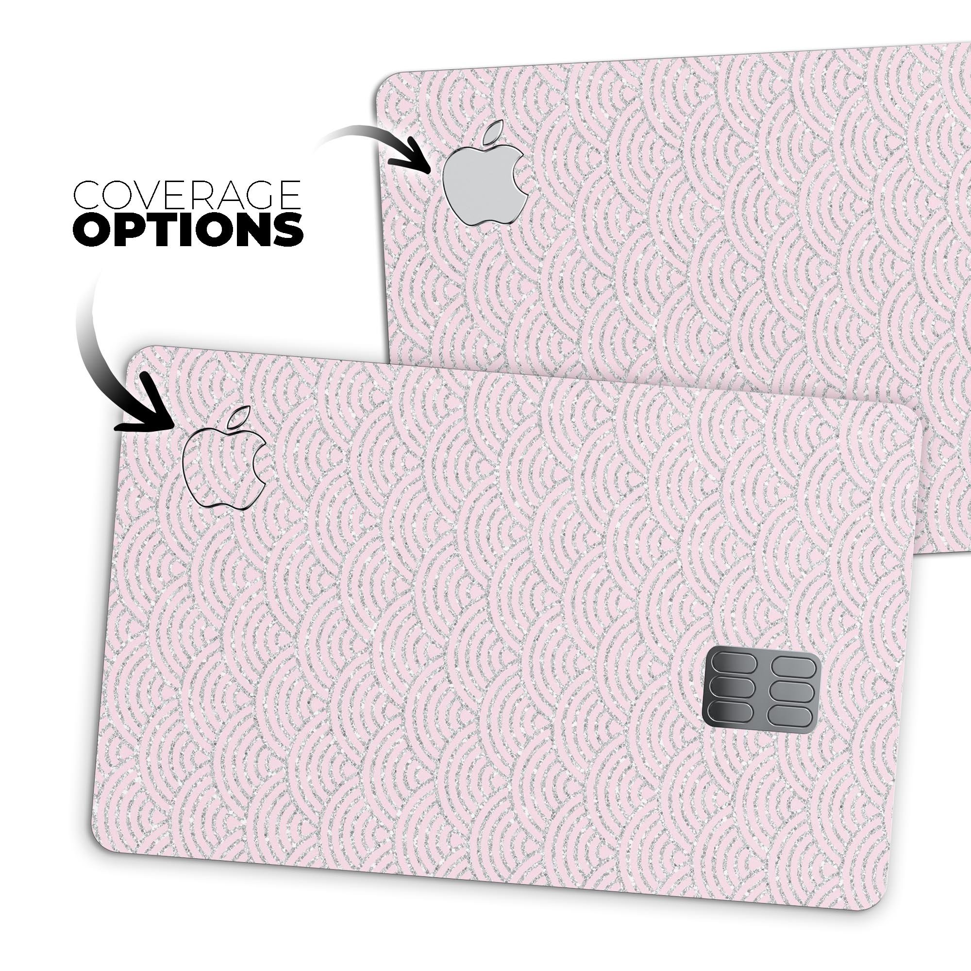 Pink and Silver Glitter Premium Protective Decal for Apple Card, showcasing a stylish design with scales pattern.