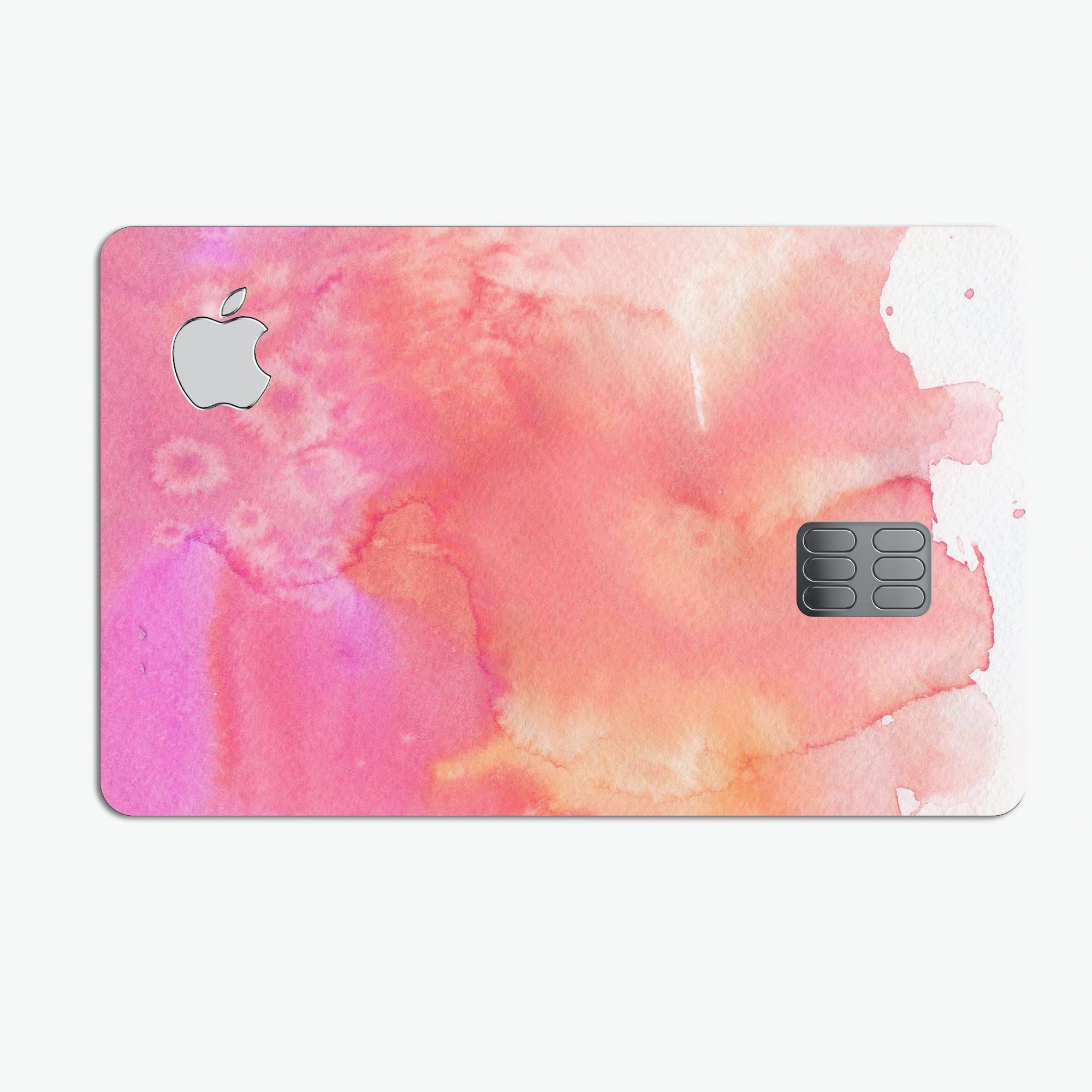 Pinkish 1102 Absorbed Watercolor Texture decal for Apple Card, showcasing vibrant colors and premium vinyl material.